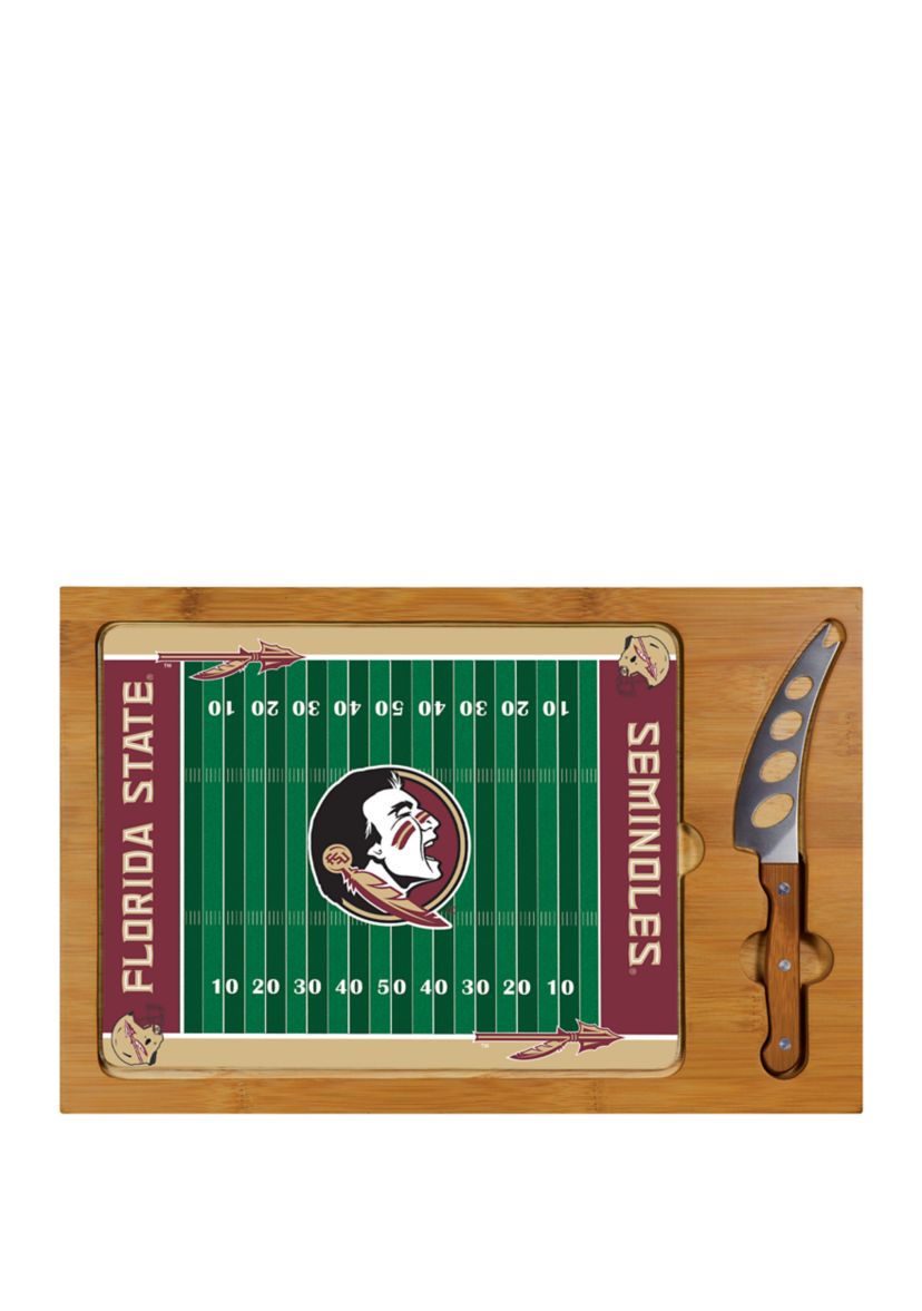 NCAA FSU Seminoles Icon Glass Top Cutting Board & Knife Set