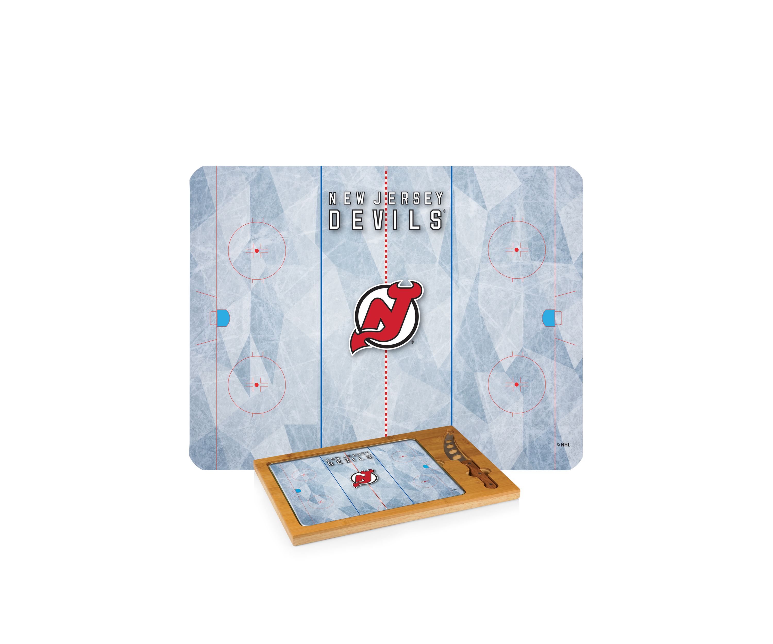NHL New Jersey Devils Icon Glass Top Cutting Board & Knife Set