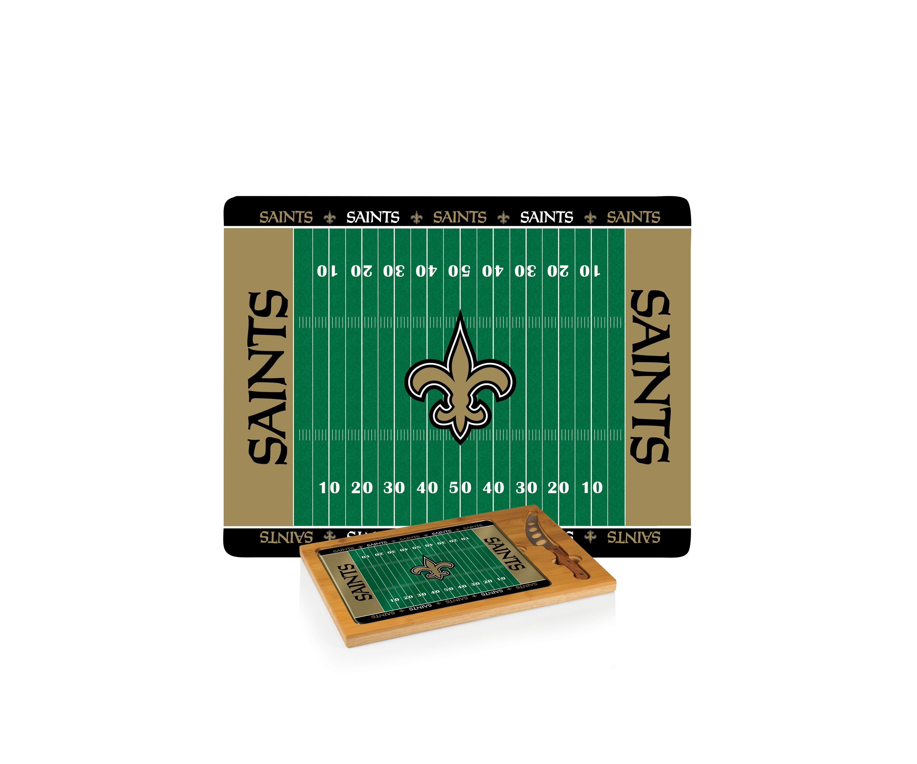 NFL New Orleans Saints Icon Glass Top Cutting Board & Knife Set