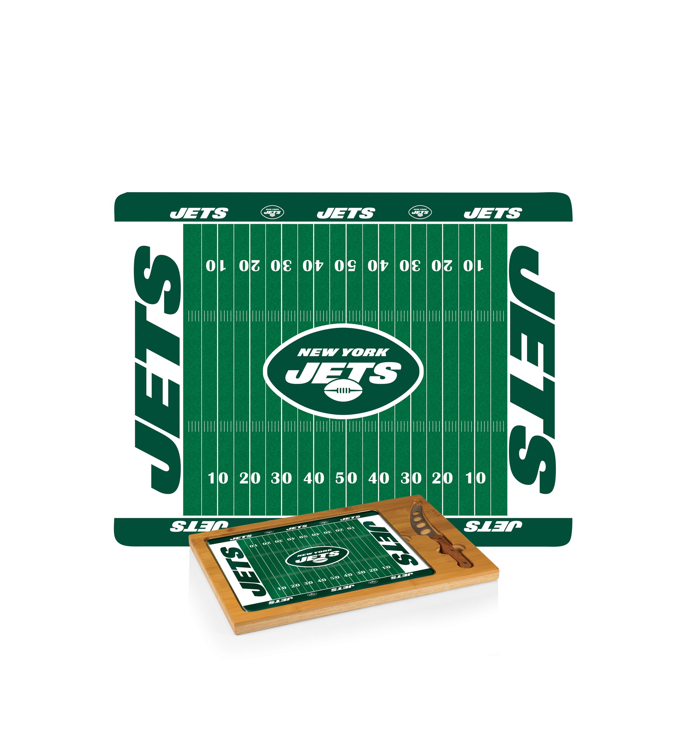 NFL New York Jets Icon Glass Top Cutting Board & Knife Set