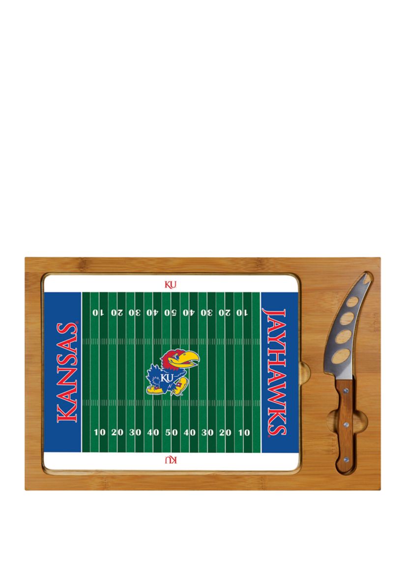 NCAA Kansas Jayhawks Icon Glass Top Cutting Board & Knife Set