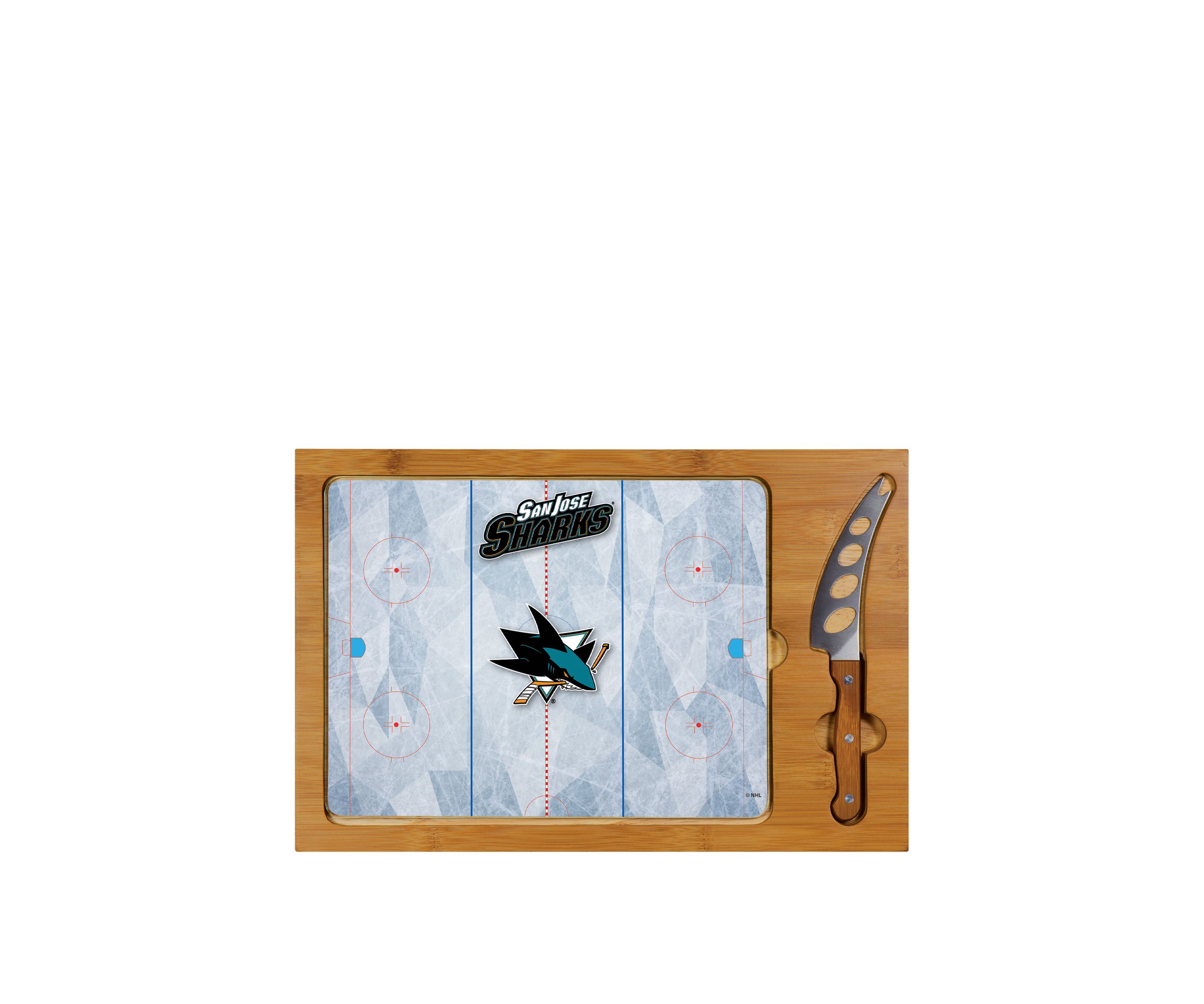 NHL San Jose Sharks Icon Glass Top Cutting Board & Knife Set