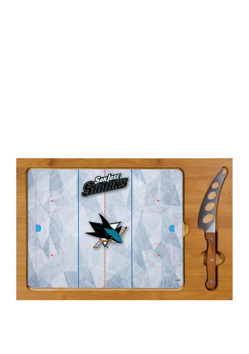 NHL San Jose Sharks Icon Glass Top Cutting Board & Knife Set