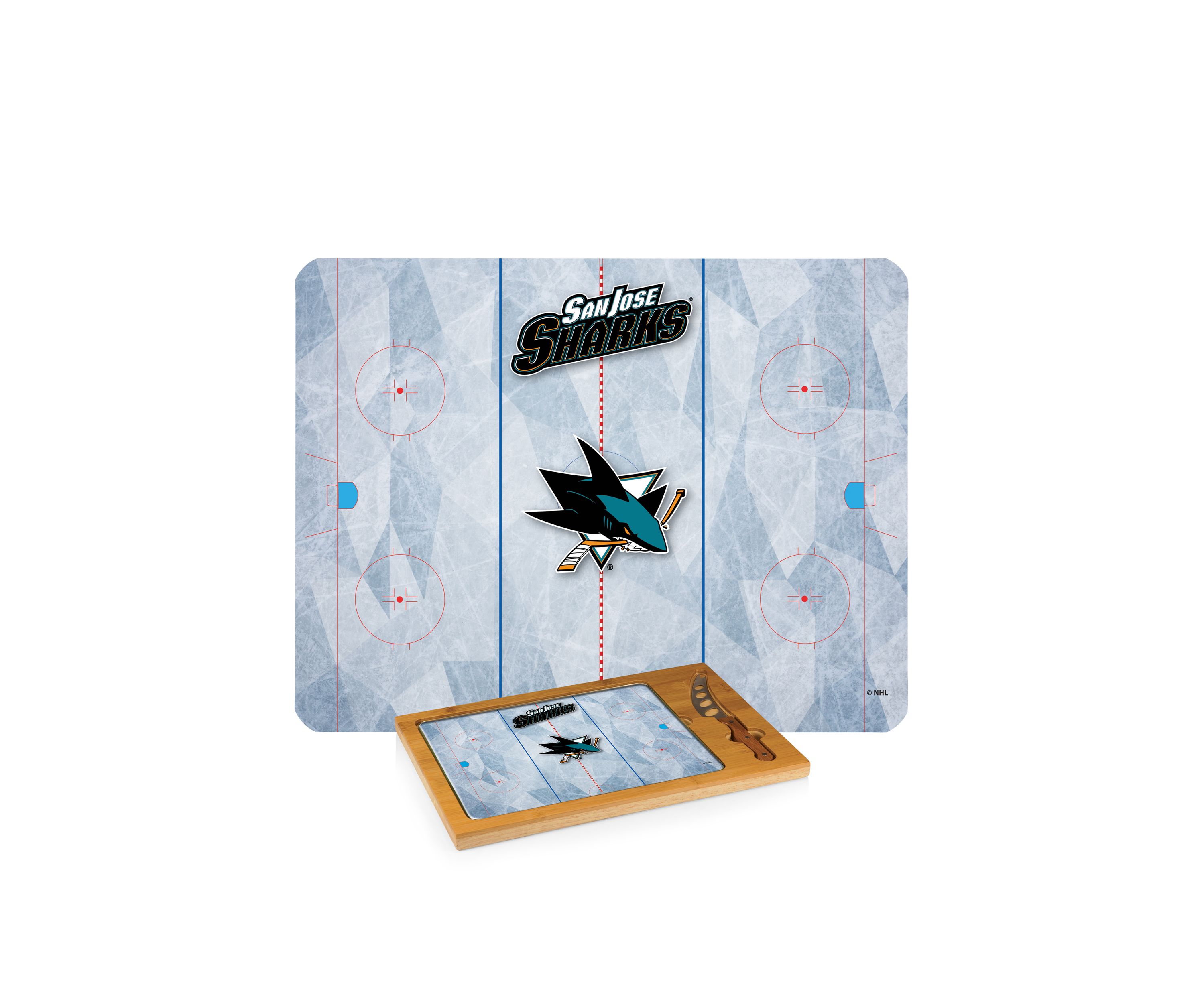 NHL San Jose Sharks Icon Glass Top Cutting Board & Knife Set