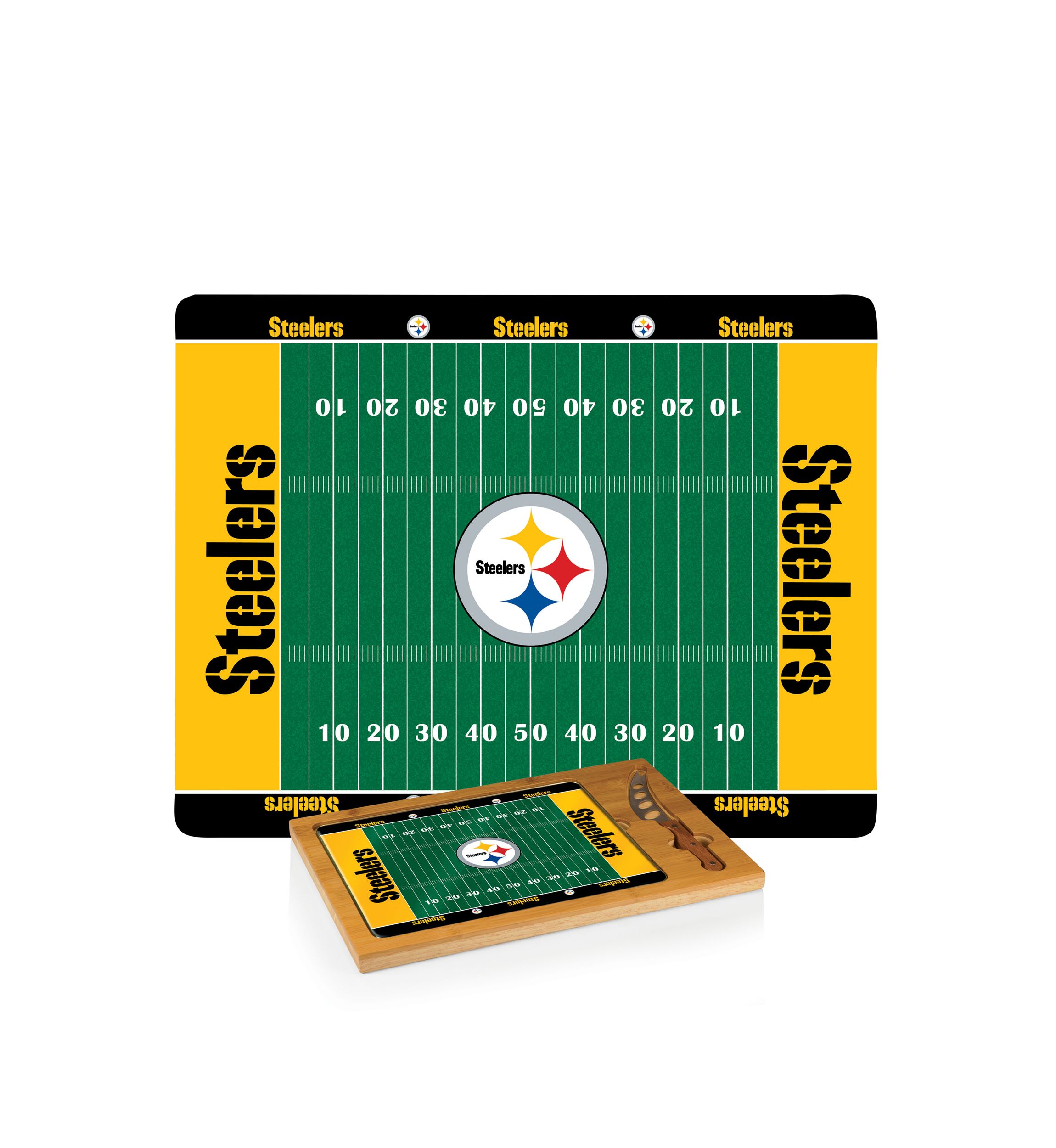 NFL Pittsburgh Steelers Icon Glass Top Cutting Board & Knife Set