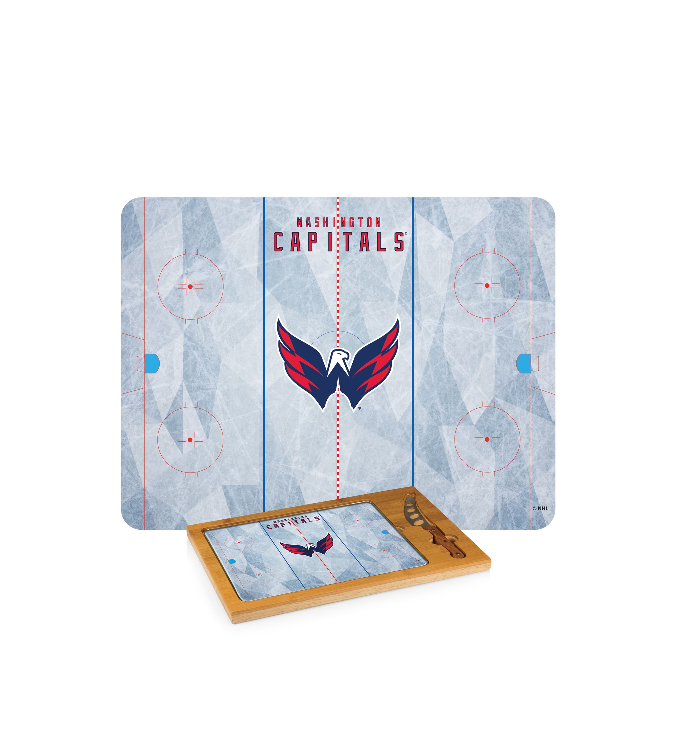 NHL Washington Capitals Icon Glass Top Cutting Board & Knife Set
