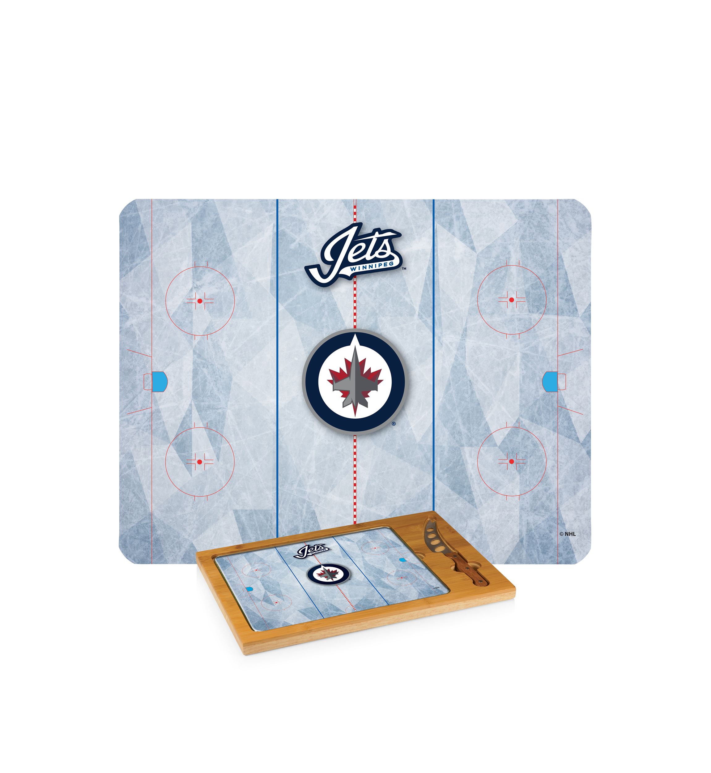 NHL Winnipeg Jets Icon Glass Top Cutting Board & Knife Set