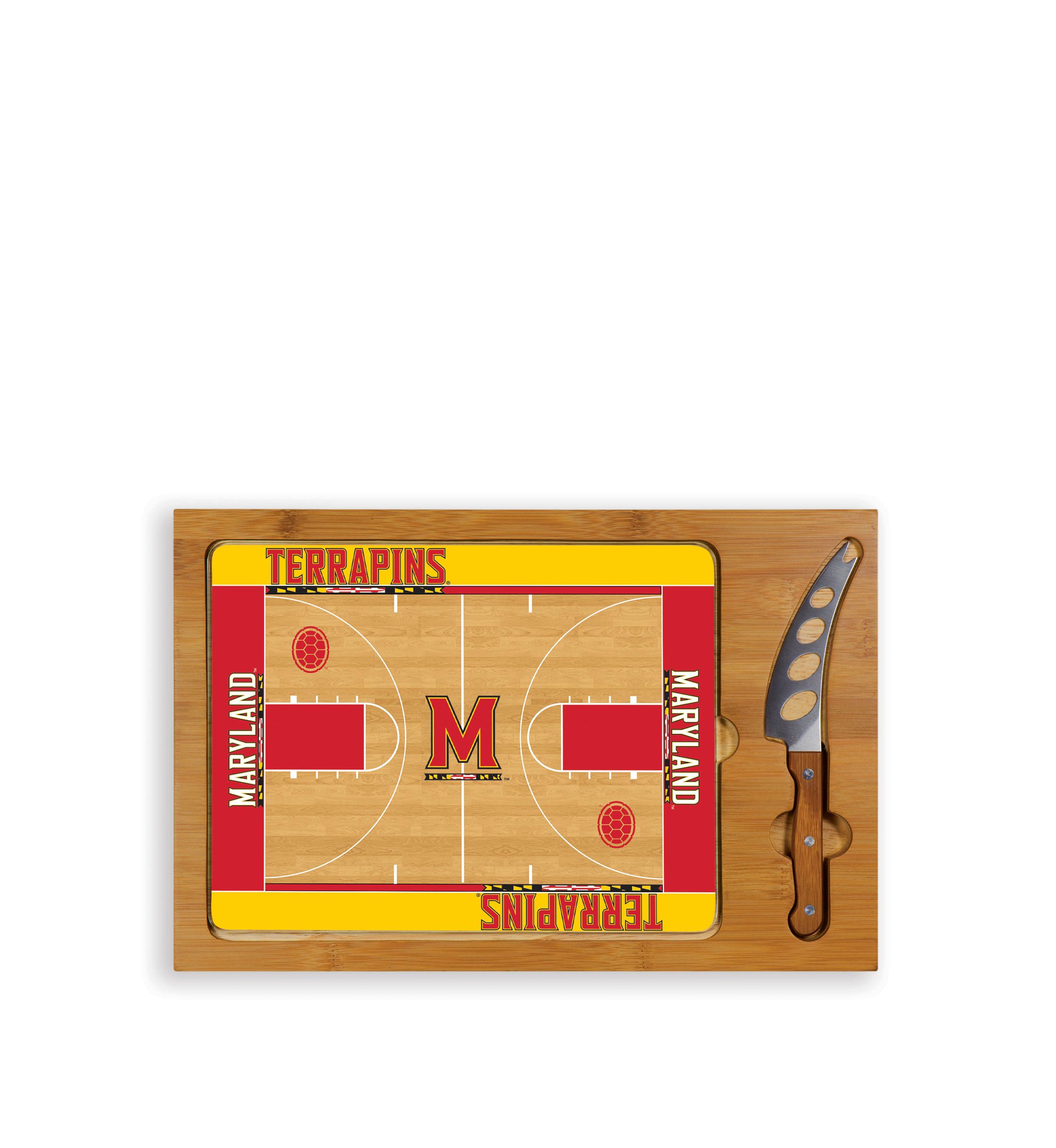 NCAA Maryland Terrapins Icon Glass Top Cutting Board & Knife Set