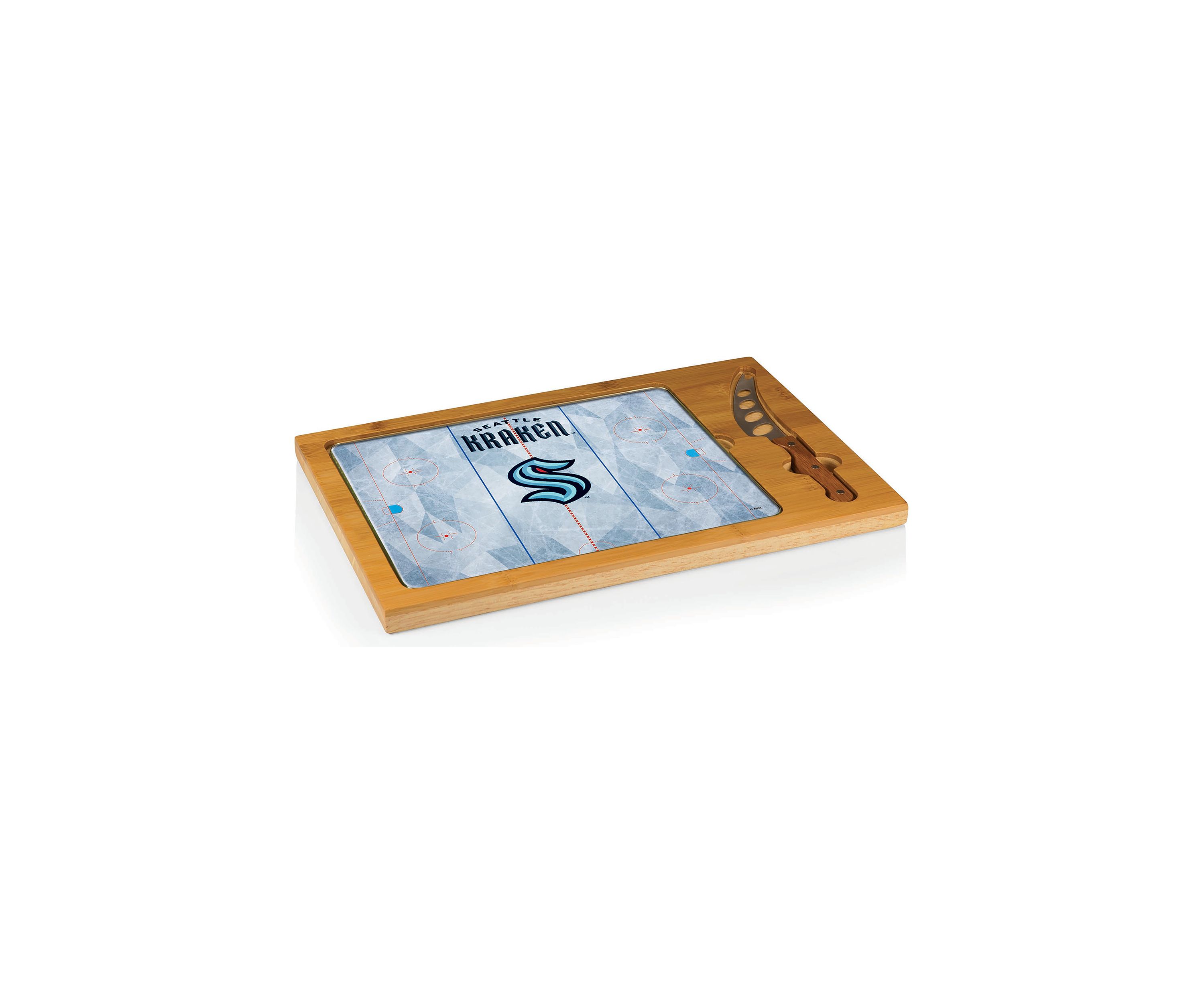 NHL Seattle Kraken Icon Glass Top Cutting Board & Knife Set