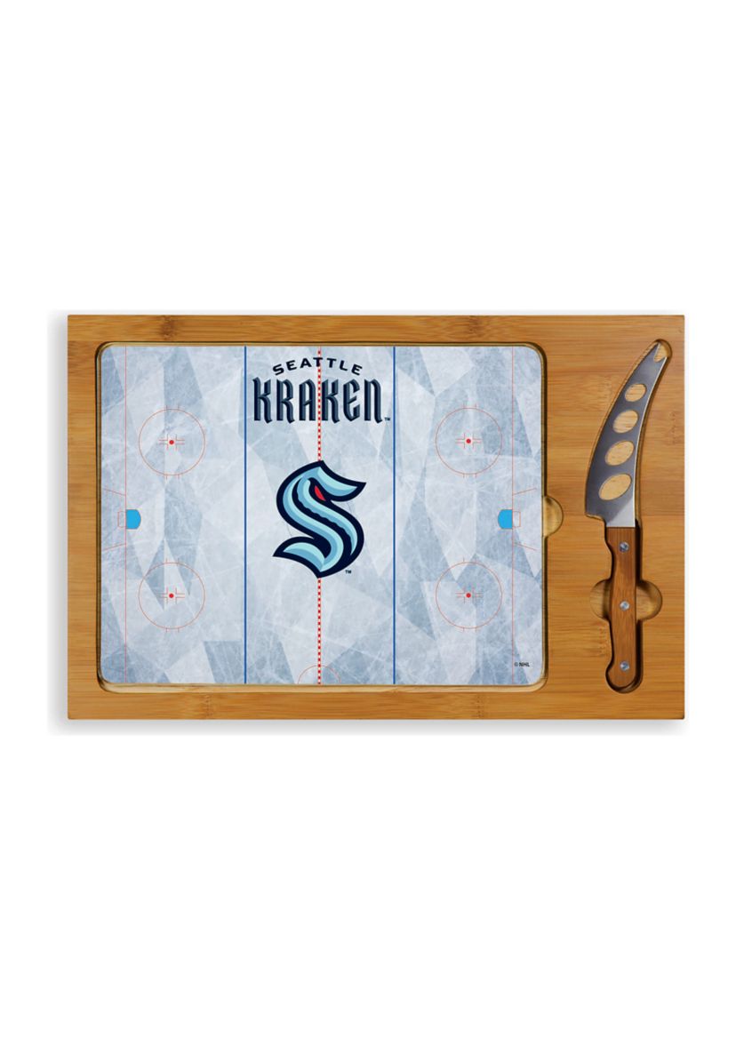 NHL Seattle Kraken Icon Glass Top Cutting Board & Knife Set