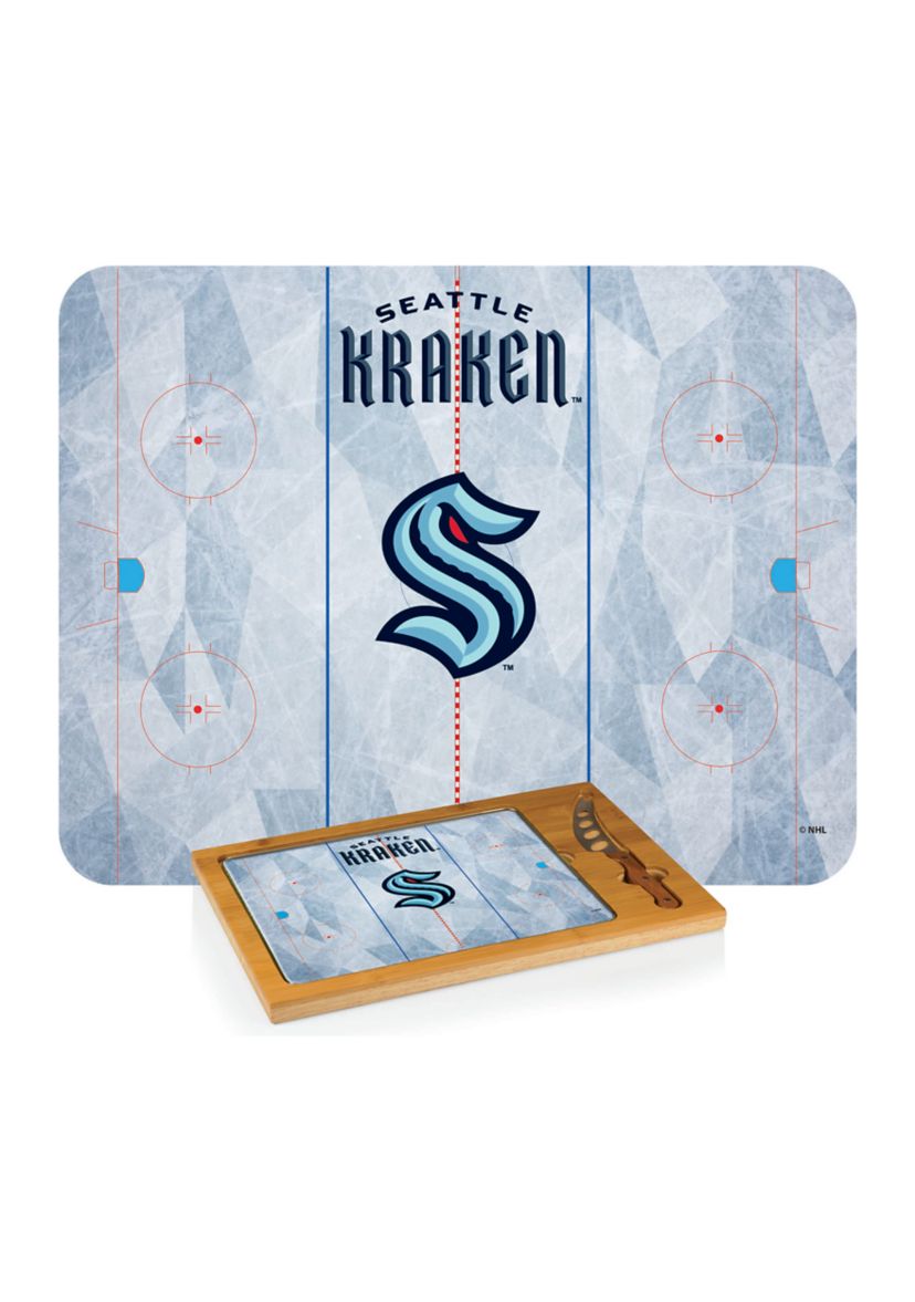 NHL Seattle Kraken Icon Glass Top Cutting Board & Knife Set