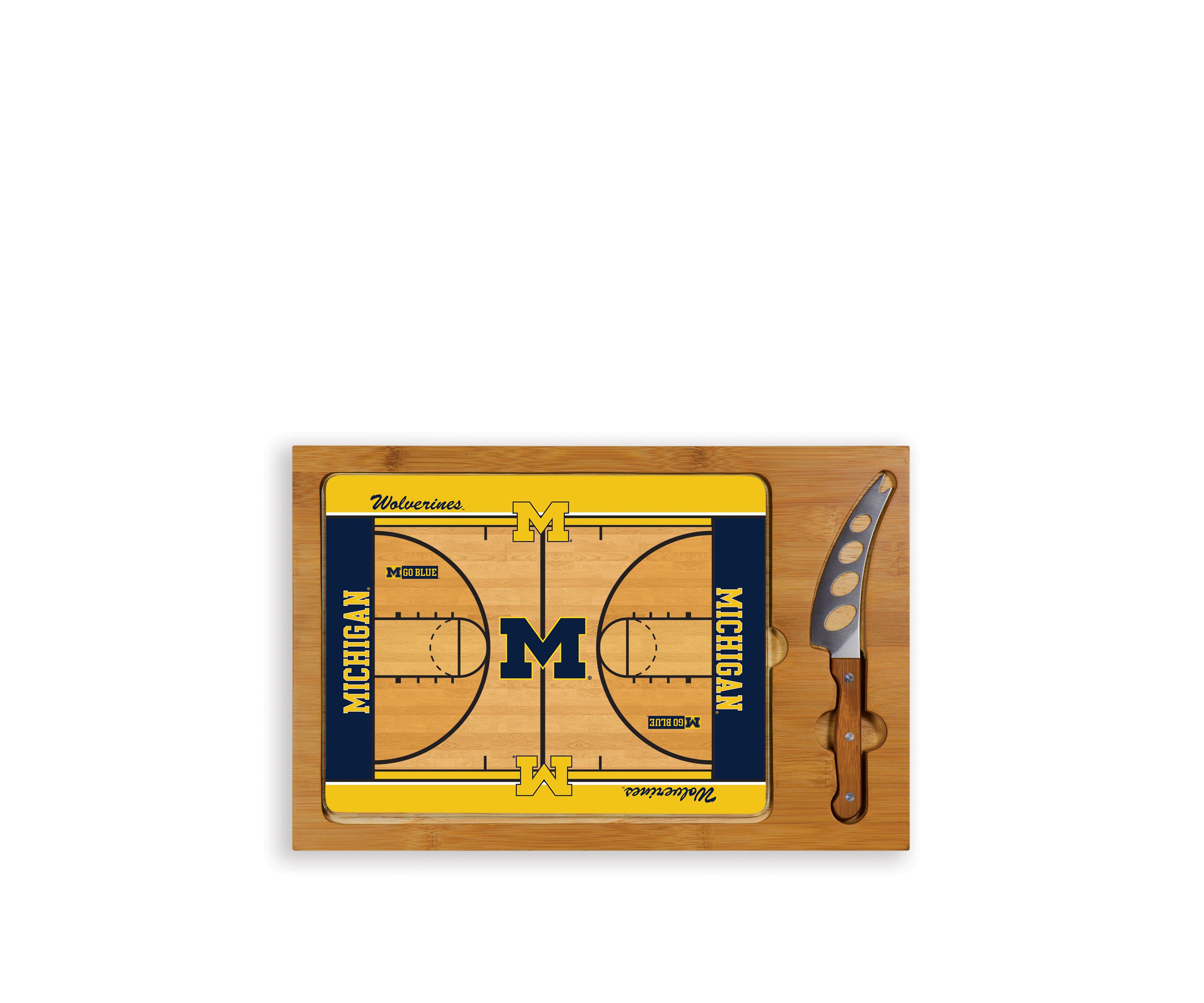 NCAA Michigan Wolverines Icon Glass Top Cutting Board & Knife Set