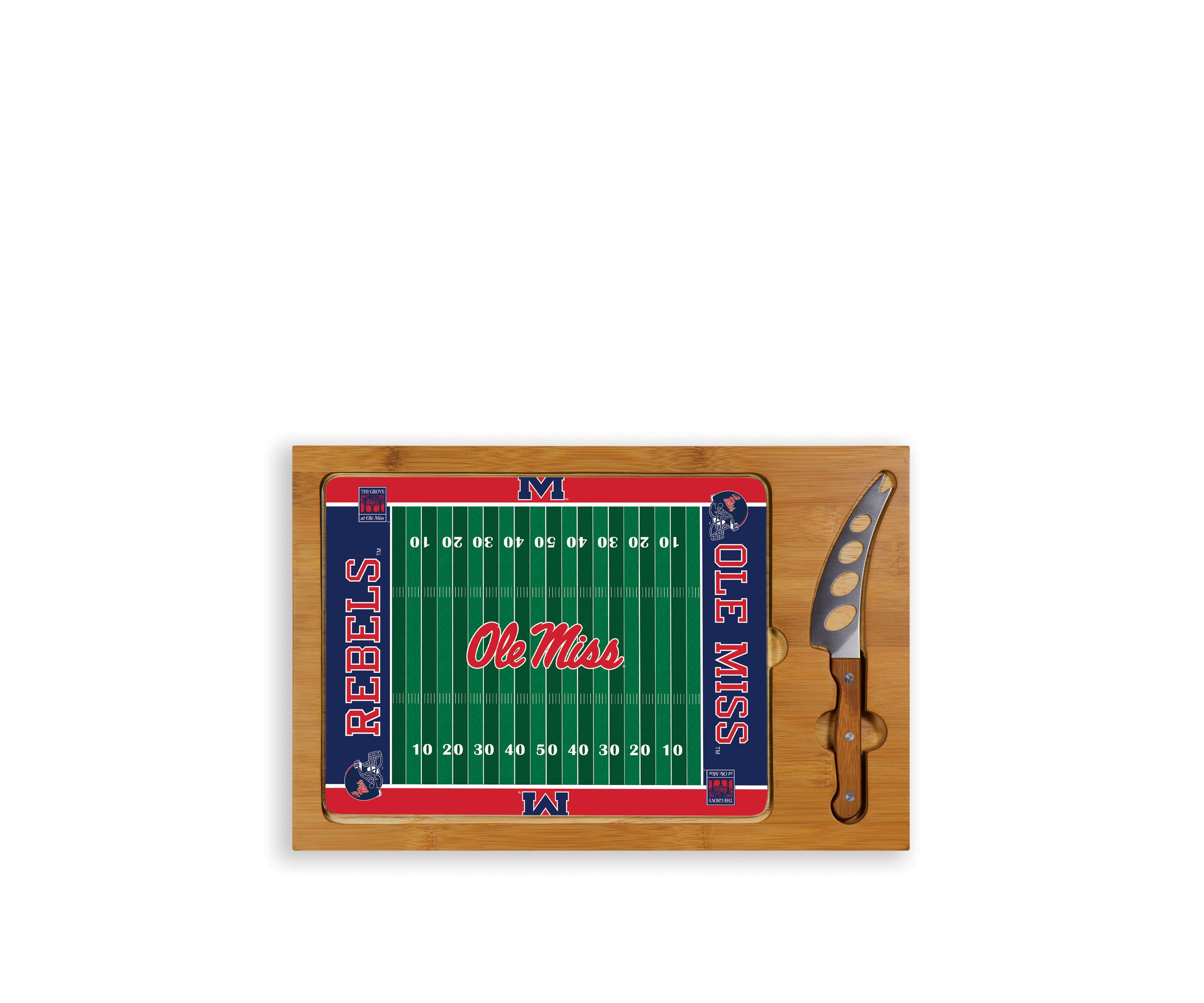 NCAA Ole Miss Rebels Icon Glass Top Cutting Board & Knife Set