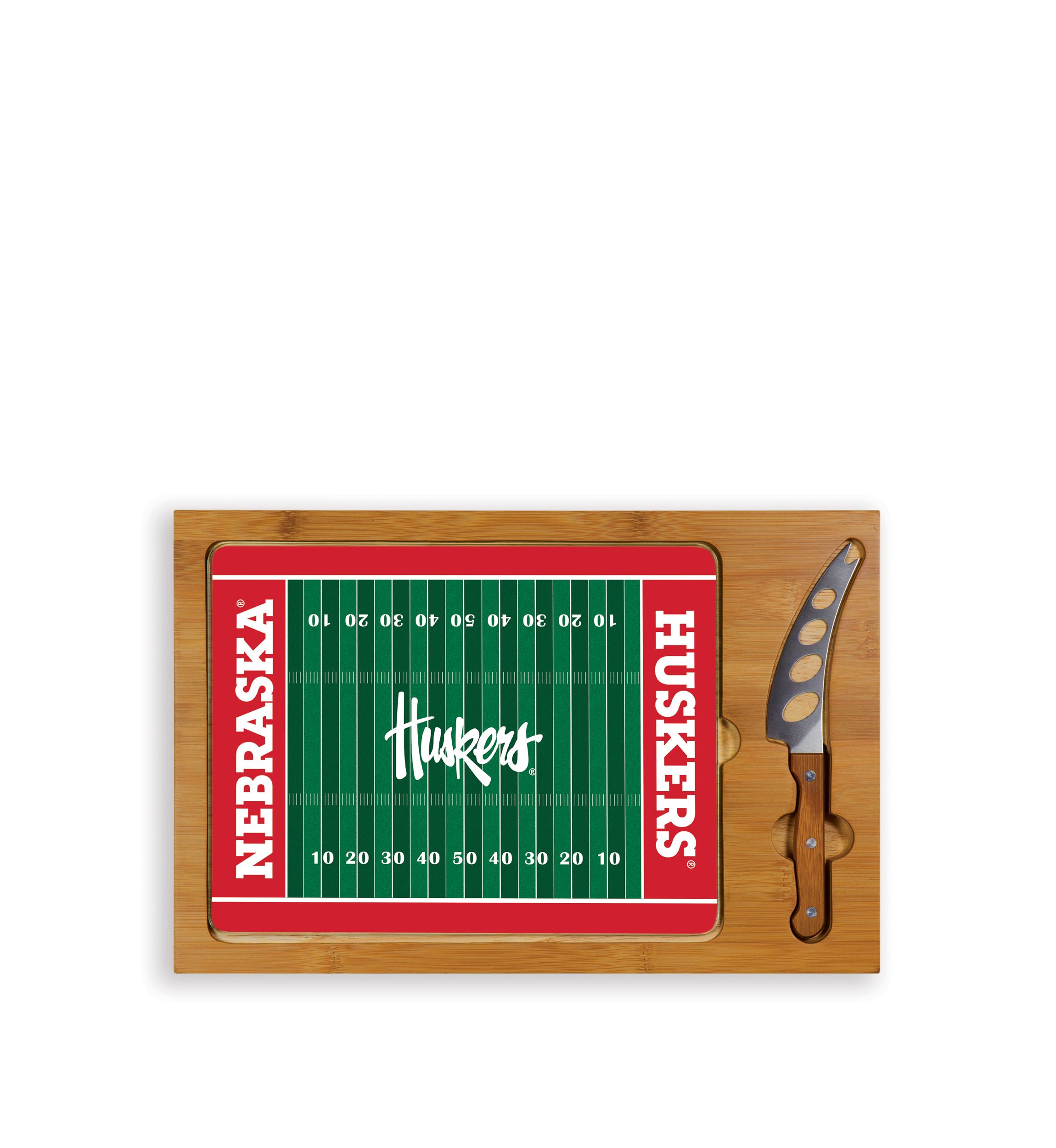 NCAA Nebraska Cornhuskers Icon Glass Top Cutting Board & Knife Set