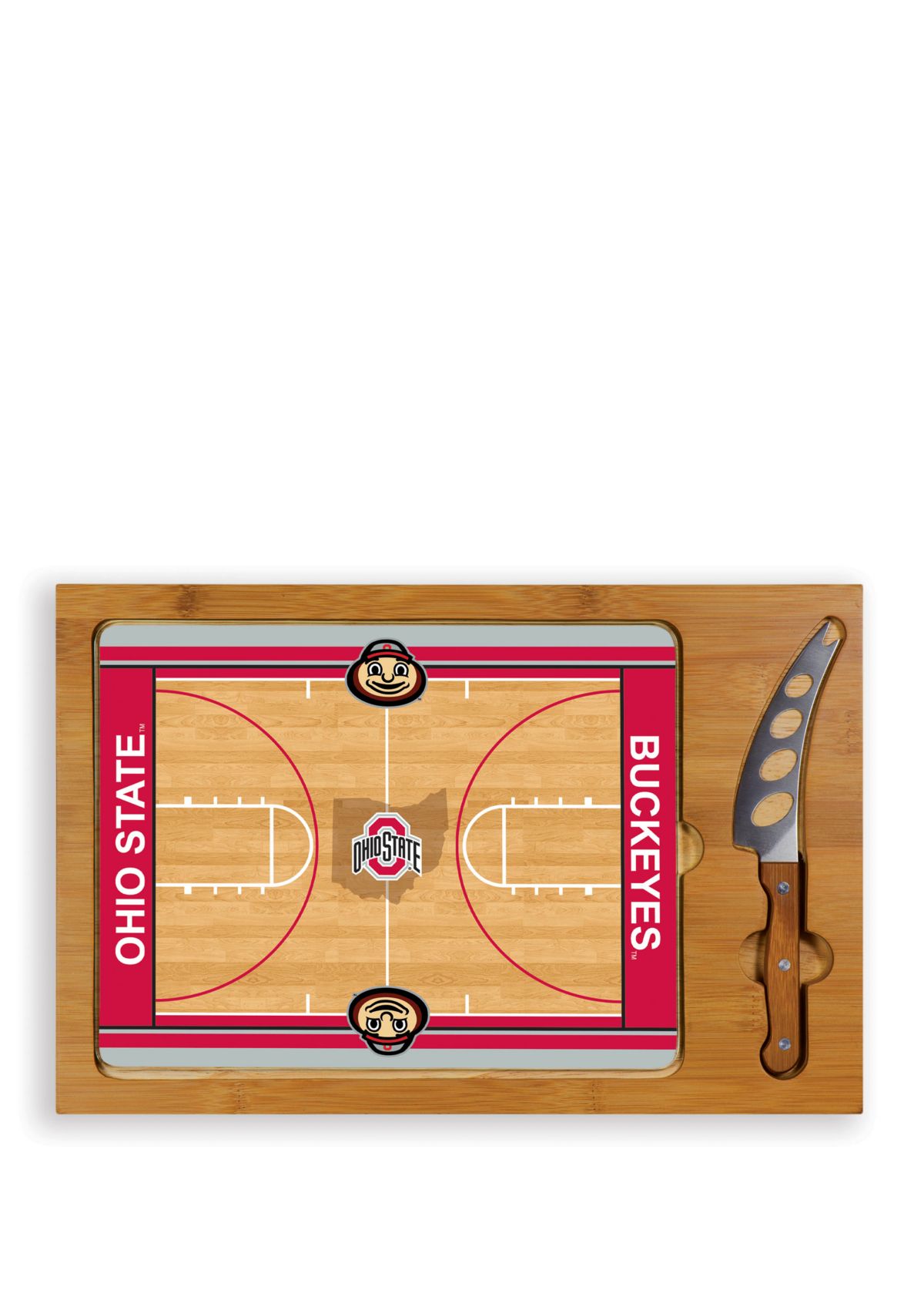 NCAA Ohio State Buckeyes Icon Glass Top Cutting Board & Knife Set
