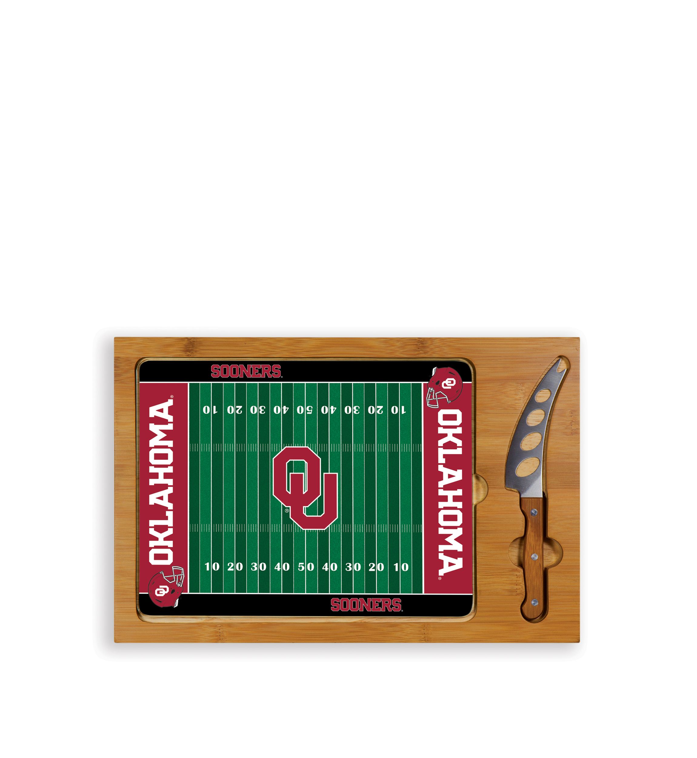 NCAA Oklahoma Sooners Icon Glass Top Cutting Board & Knife Set