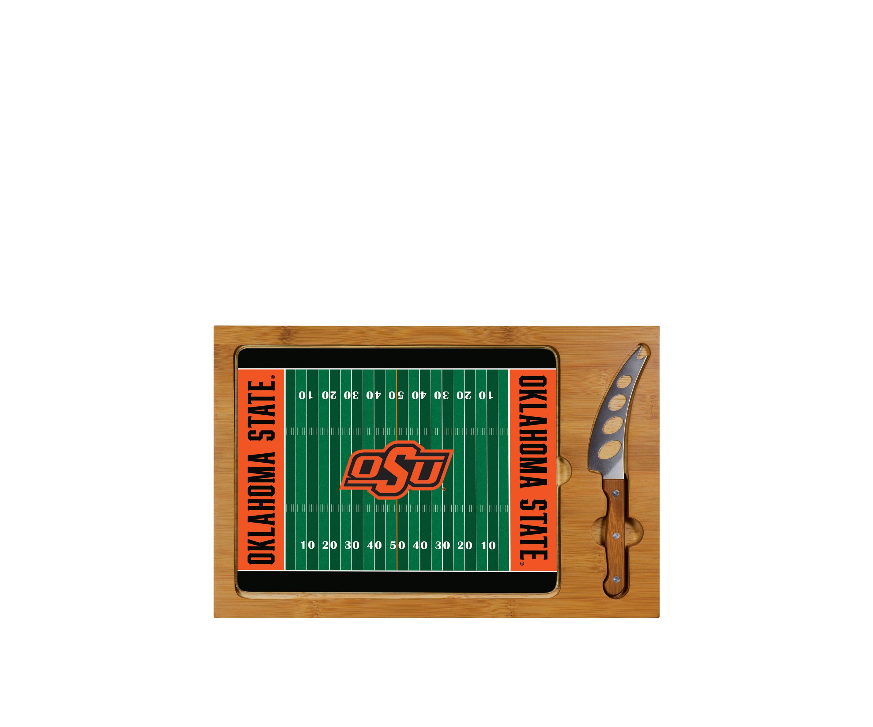 NCAA Oklahoma State Cowboys Icon Glass Top Cutting Board & Knife Set