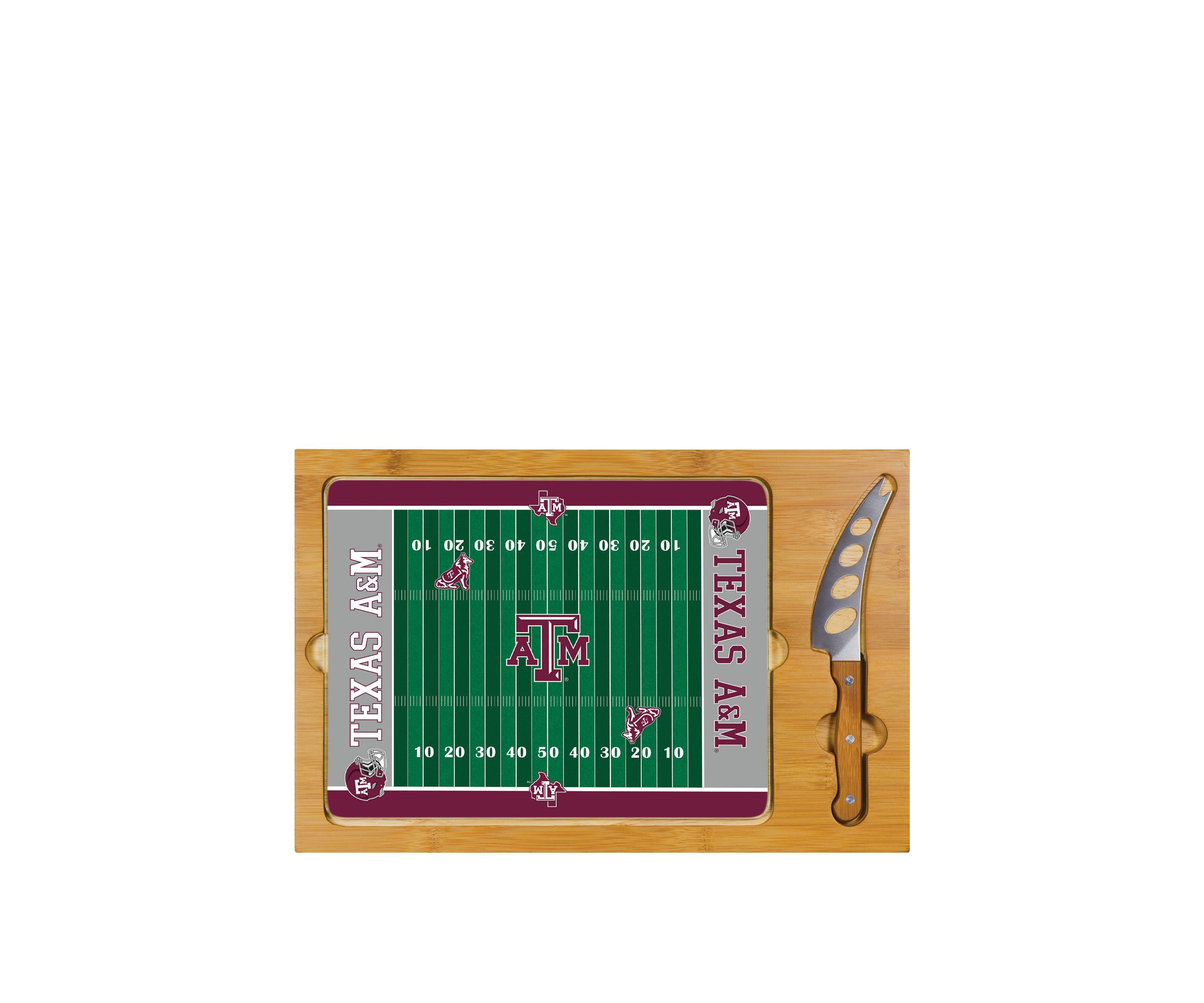 NCAA Texas A&M Aggies Icon Glass Top Cutting Board & Knife Set