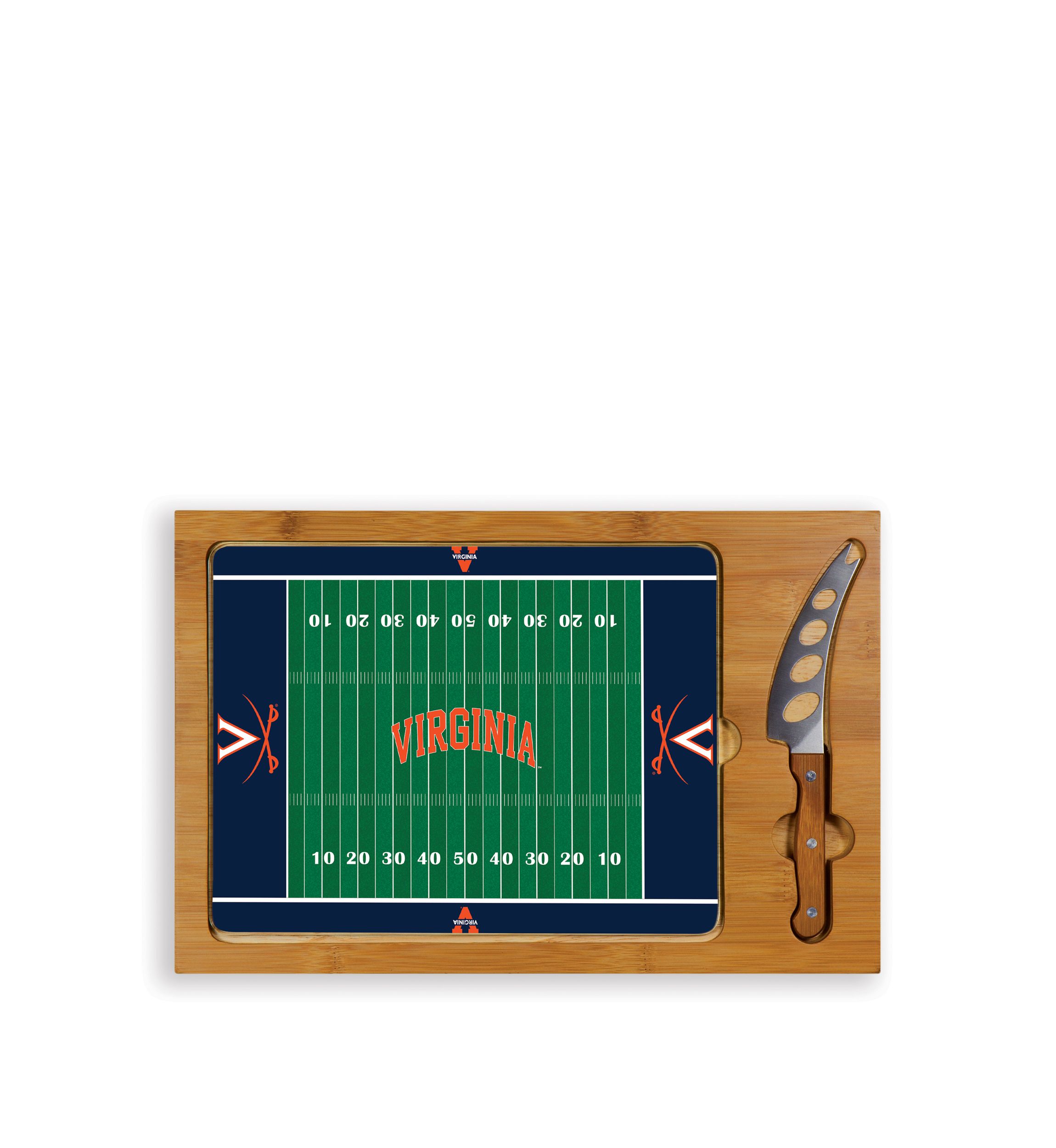 NCAA Virginia Cavaliers Icon Glass Top Cutting Board & Knife Set