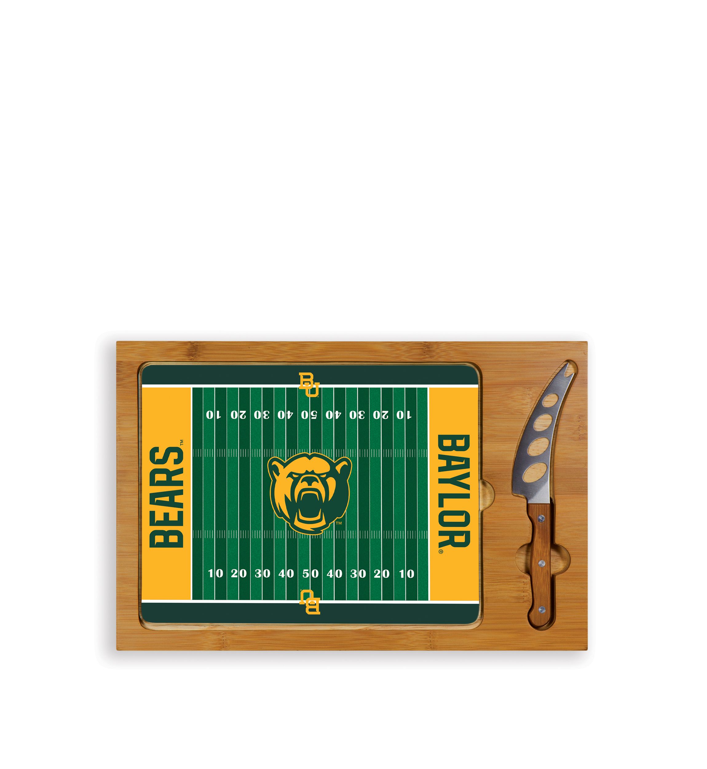 NCAA Baylor Bears Icon Glass Top Cutting Board & Knife Set