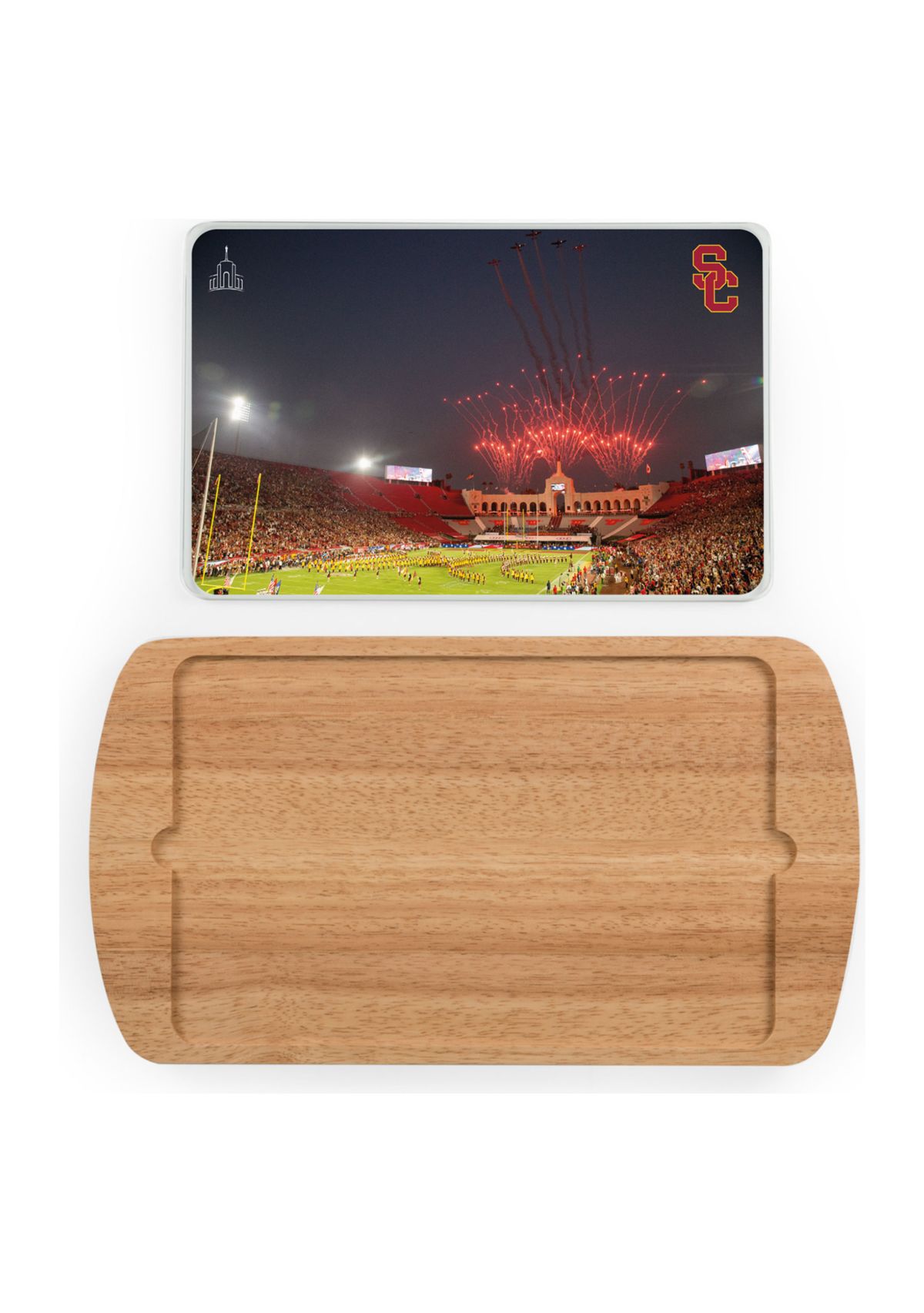 NCAA USC Trojans Billboard Glass Top Serving Tray