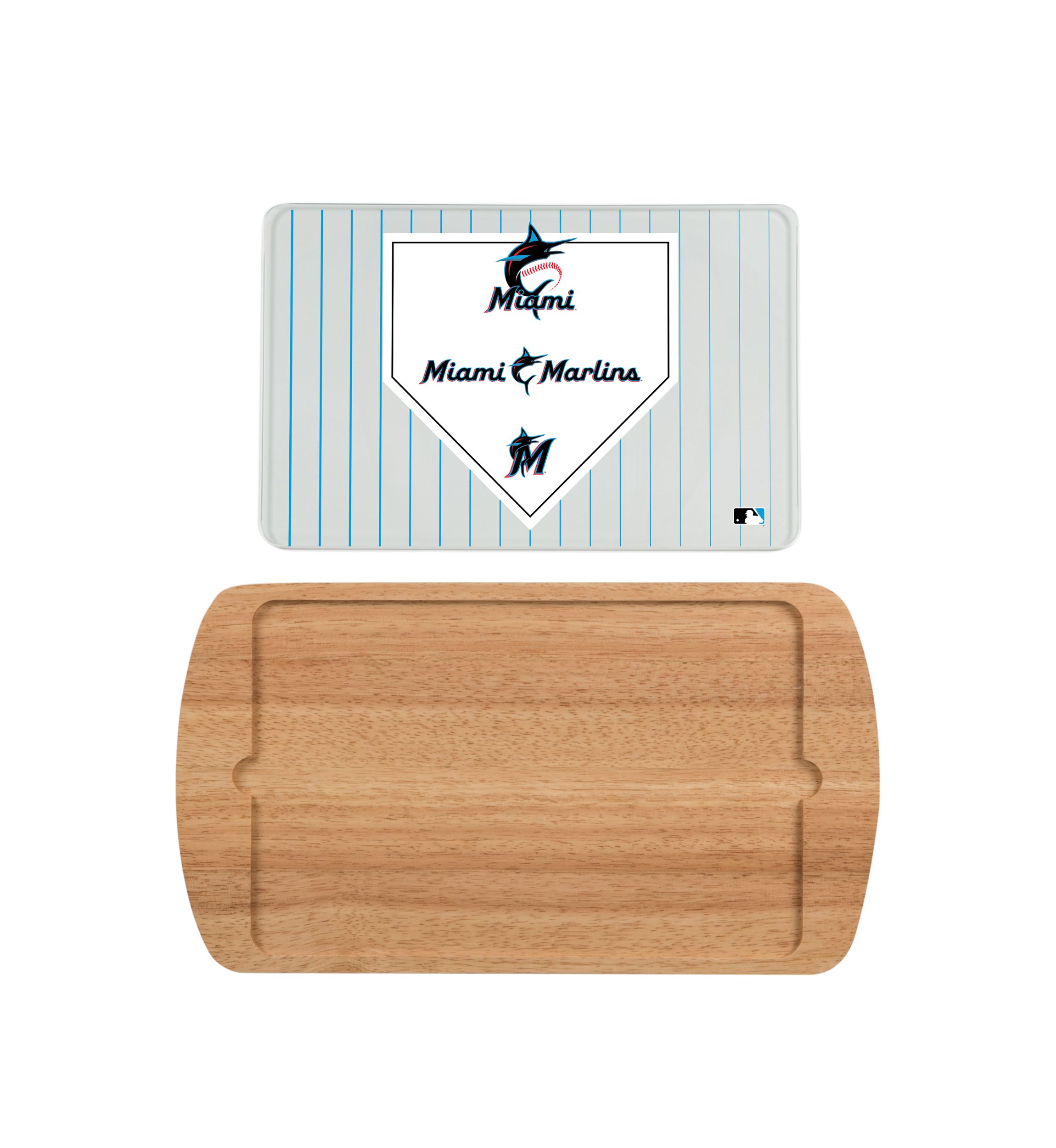 MLB Miami Marlins Billboard Glass Top Serving Tray