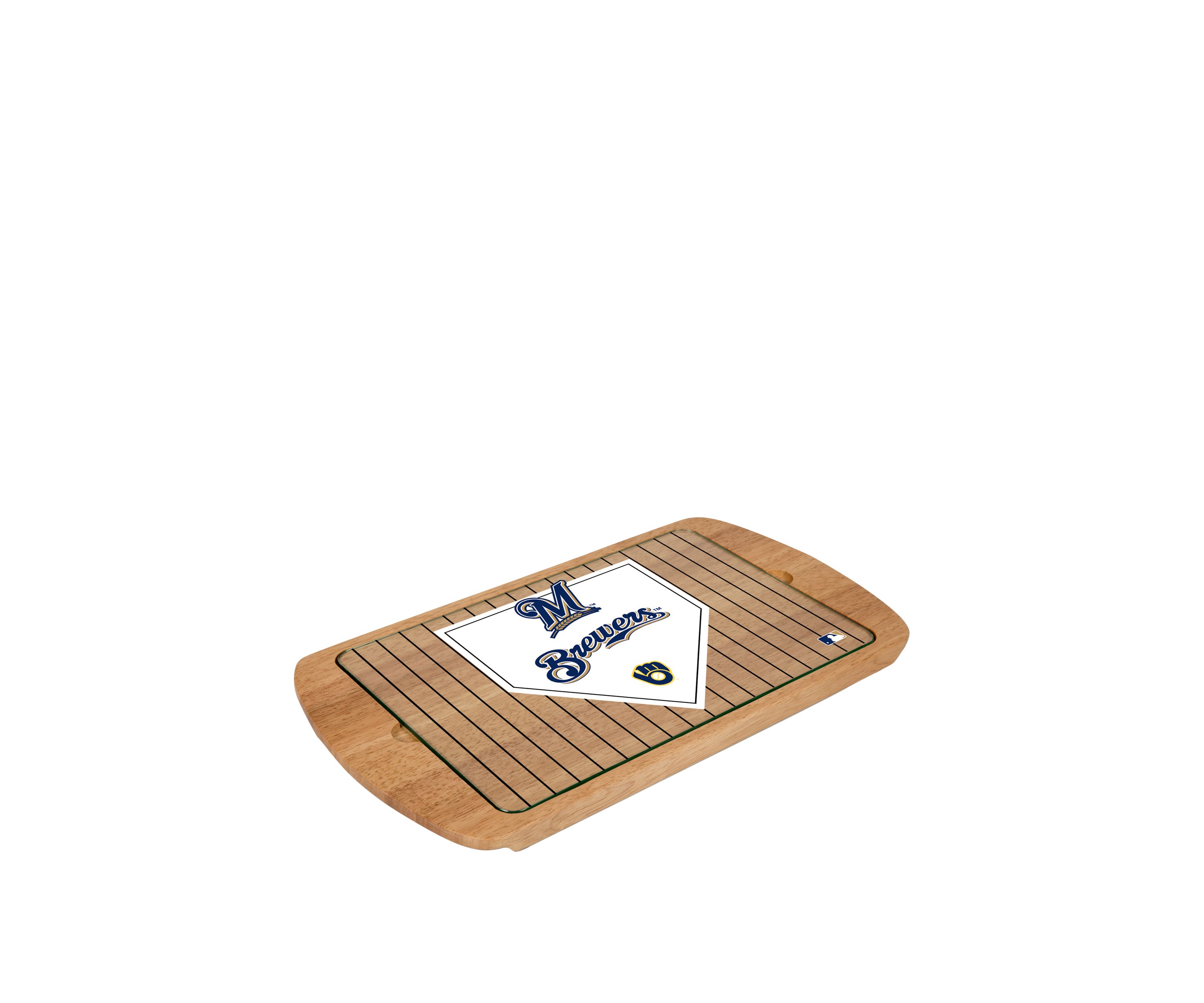 MLB Milwaukee Brewers Billboard Glass Top Serving Tray