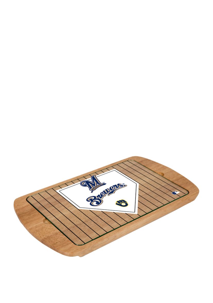 MLB Milwaukee Brewers Billboard Glass Top Serving Tray