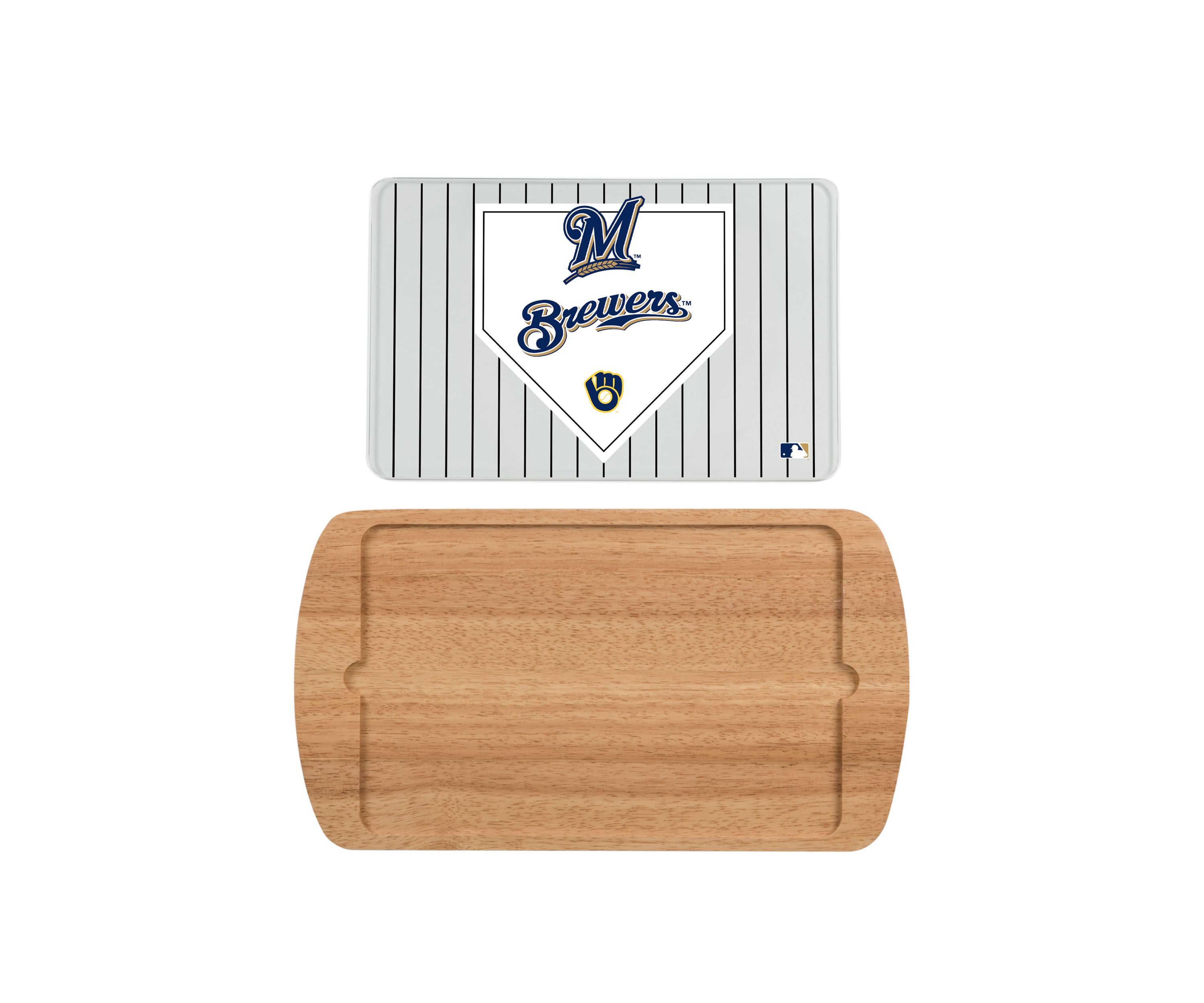 MLB Milwaukee Brewers Billboard Glass Top Serving Tray