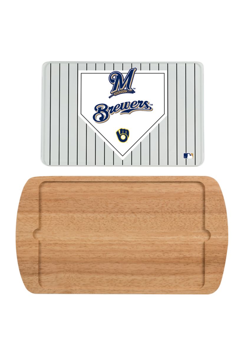 MLB Milwaukee Brewers Billboard Glass Top Serving Tray
