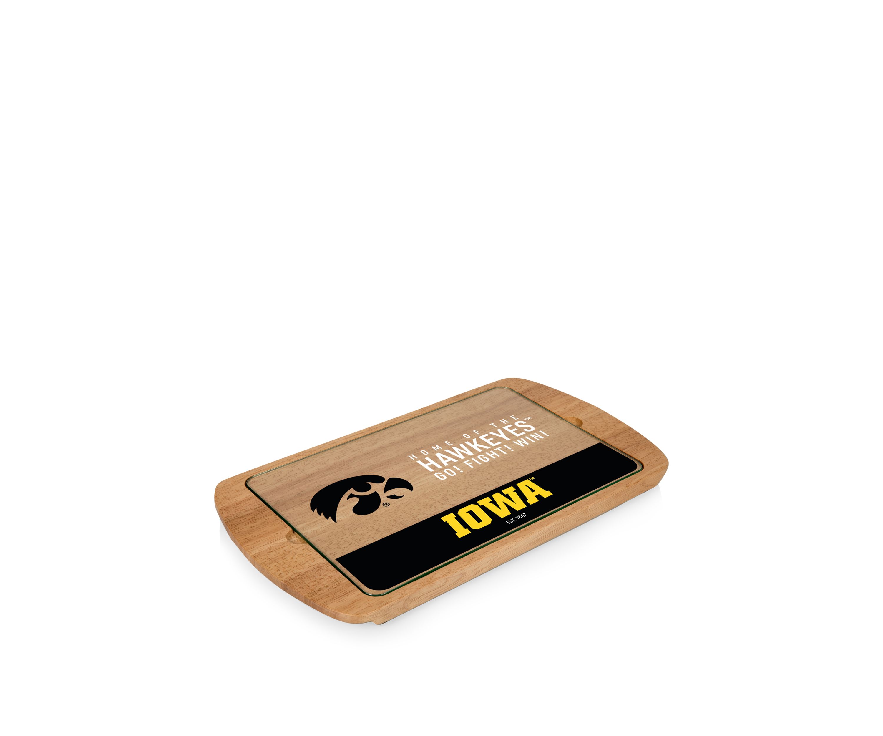 NCAA Iowa Hawkeyes Billboard Glass Top Serving Tray