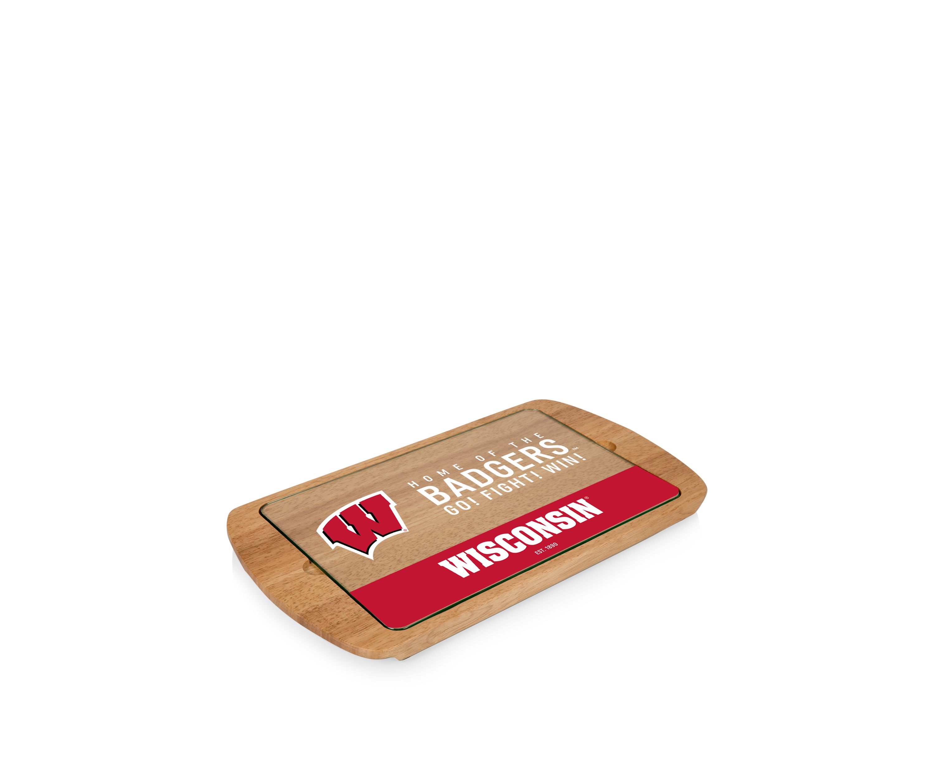 NCAA Wisconsin Badgers Billboard Glass Top Serving Tray