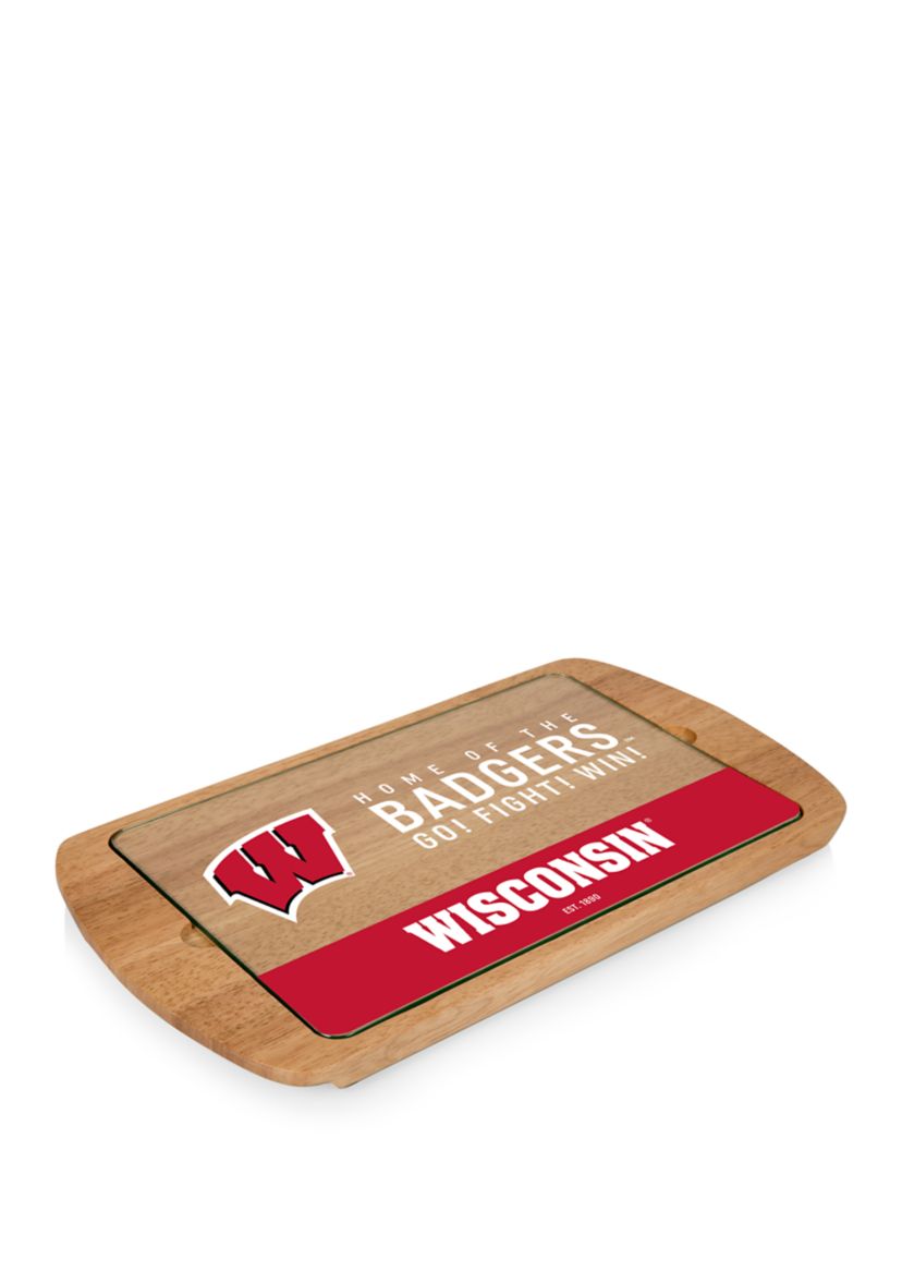 NCAA Wisconsin Badgers Billboard Glass Top Serving Tray