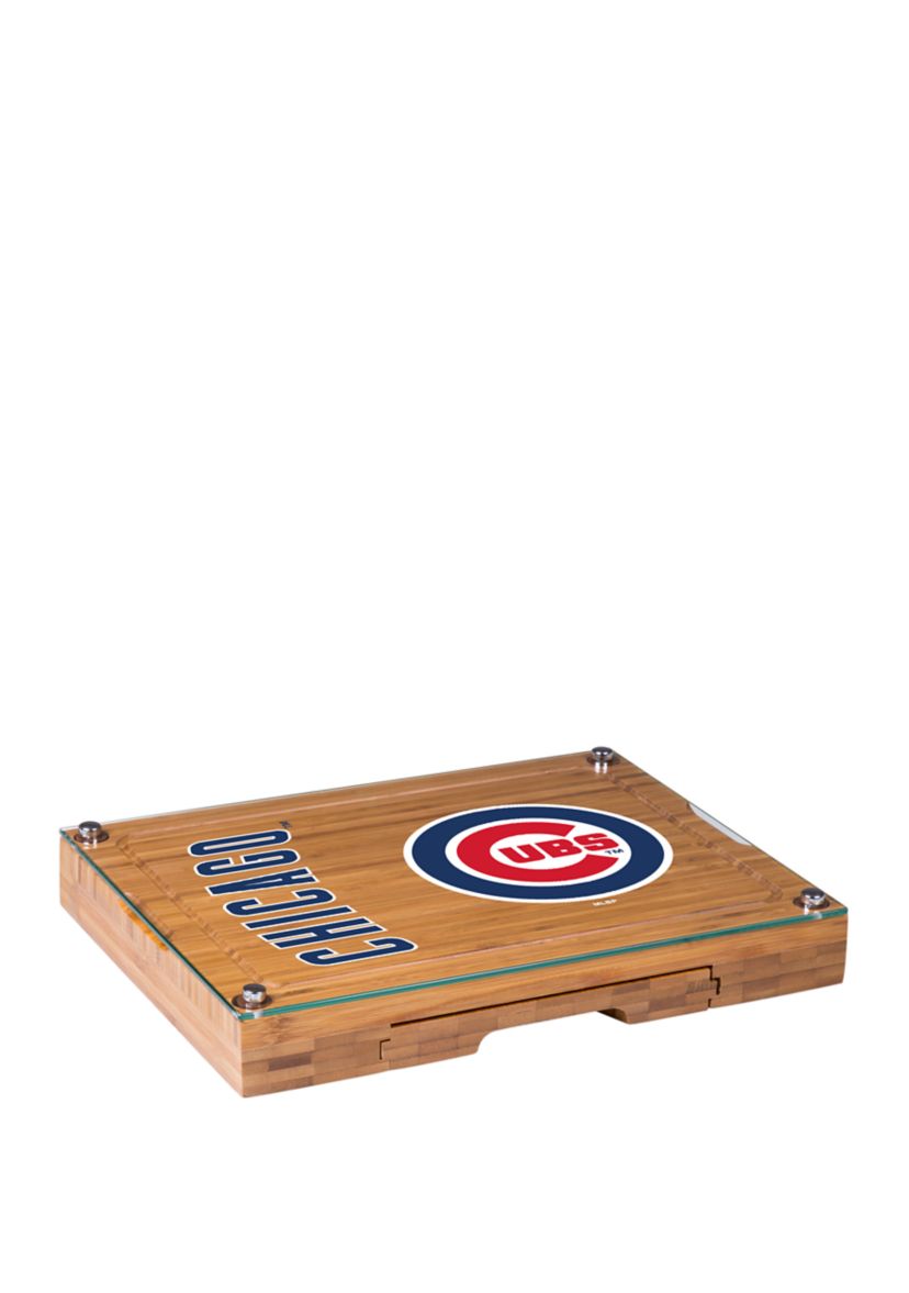 MLB Chicago Cubs Concerto Glass Top Cheese Cutting Board & Tools Set