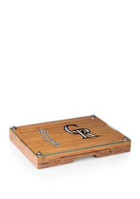Toscana MLB Colorado Rockies Concerto Glass Top Cheese Cutting Board & Tools Set