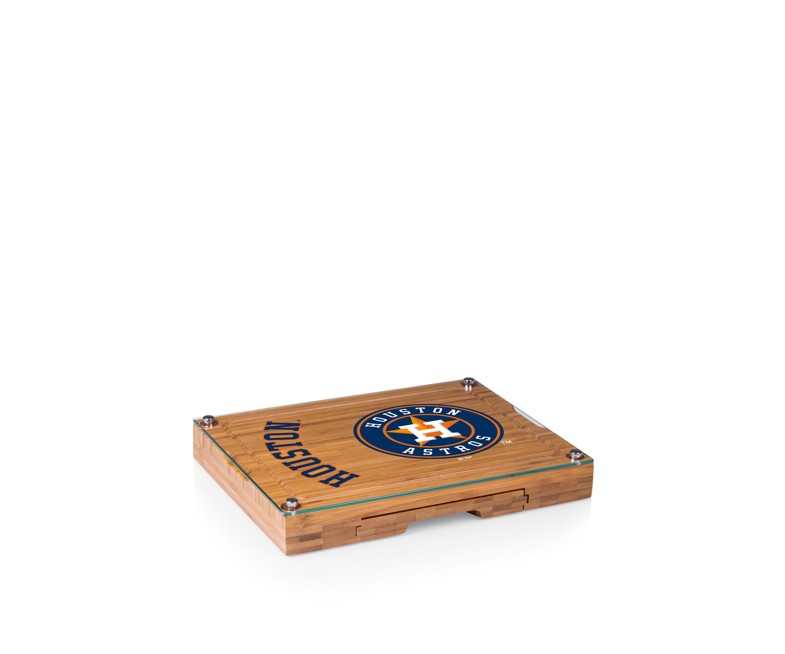MLB Houston Astros Concerto Glass Top Cheese Cutting Board & Tools Set