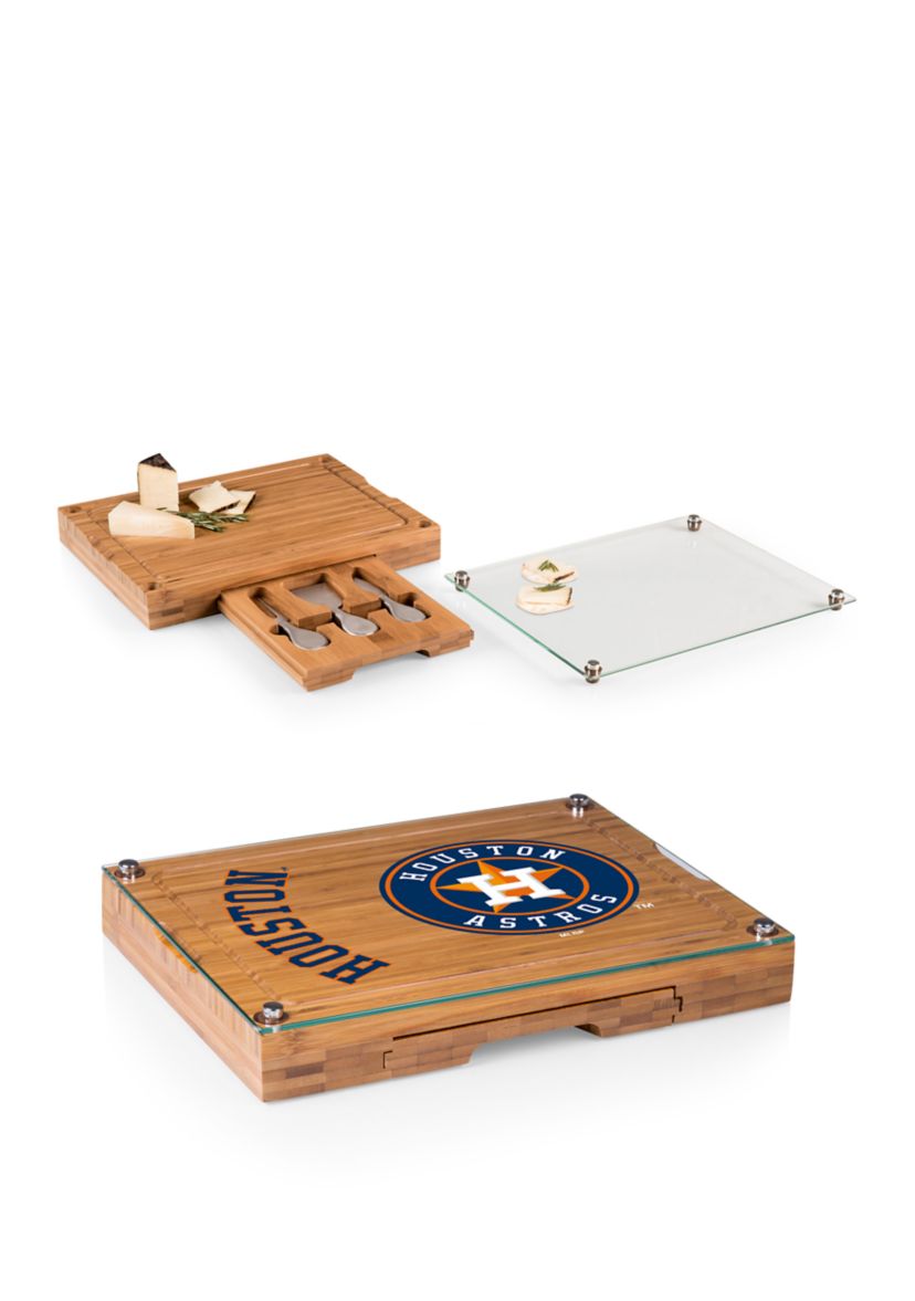 MLB Houston Astros Concerto Glass Top Cheese Cutting Board & Tools Set