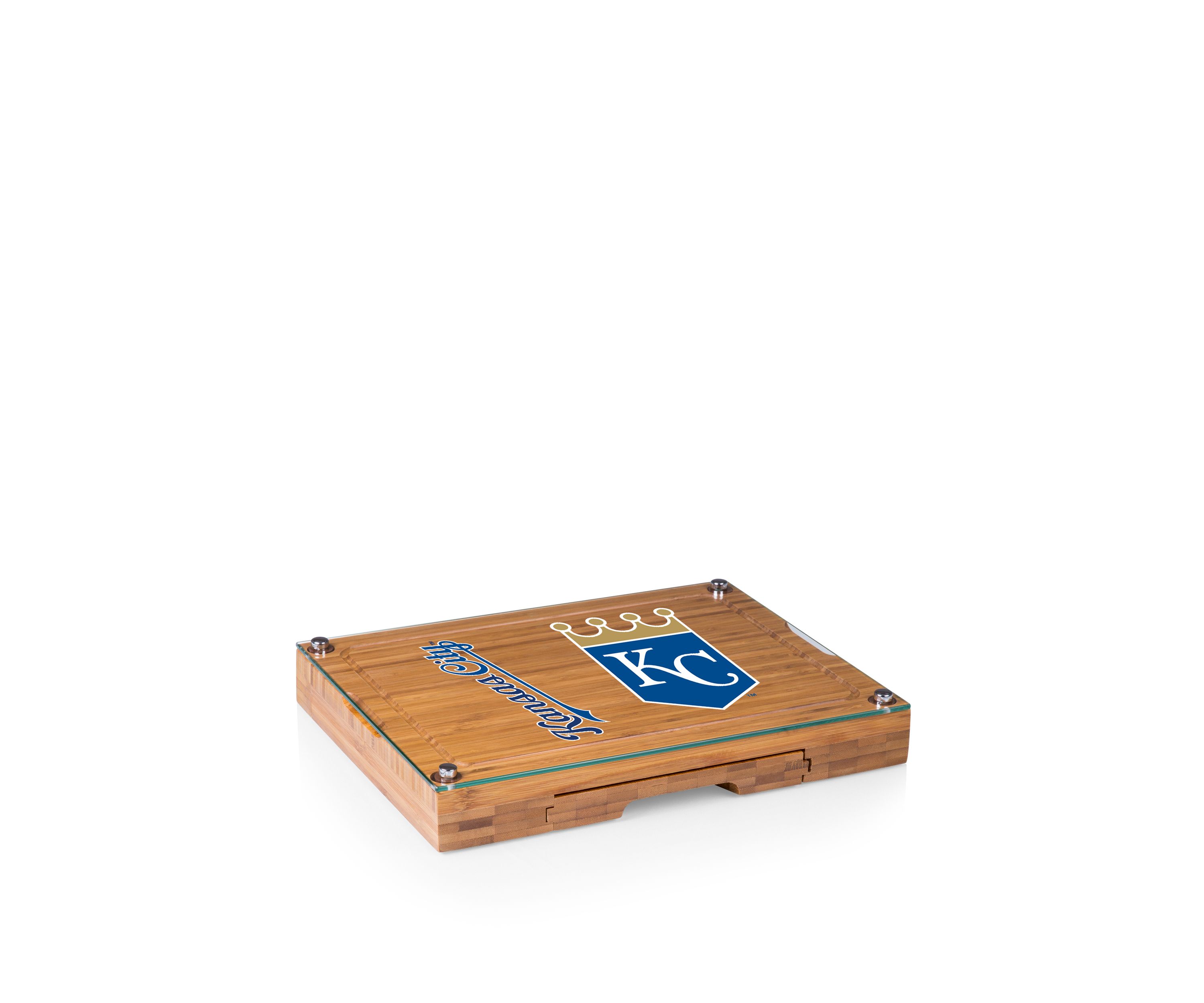 MLB Kansas City Royals Concerto Glass Top Cheese Cutting Board & Tools Set