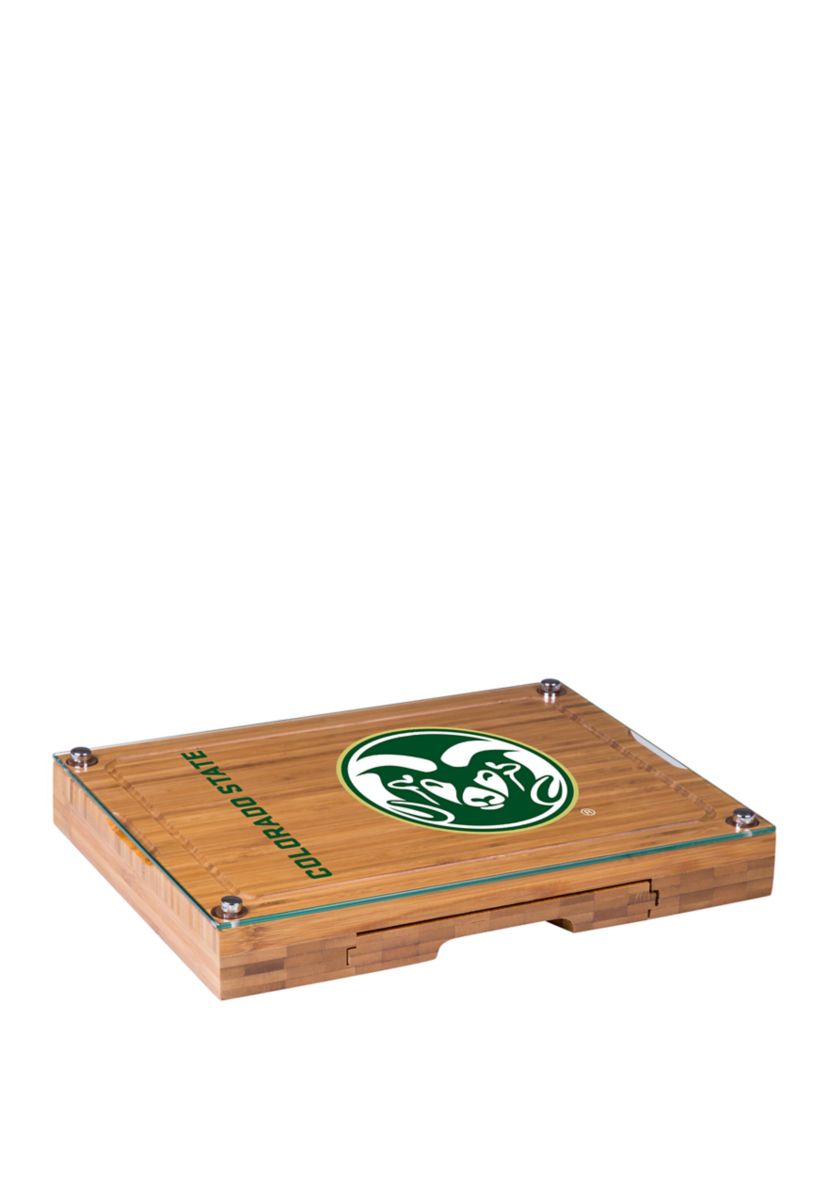 NCAA Colorado State Rams Concerto Glass Top Cheese Cutting Board & Tools Set