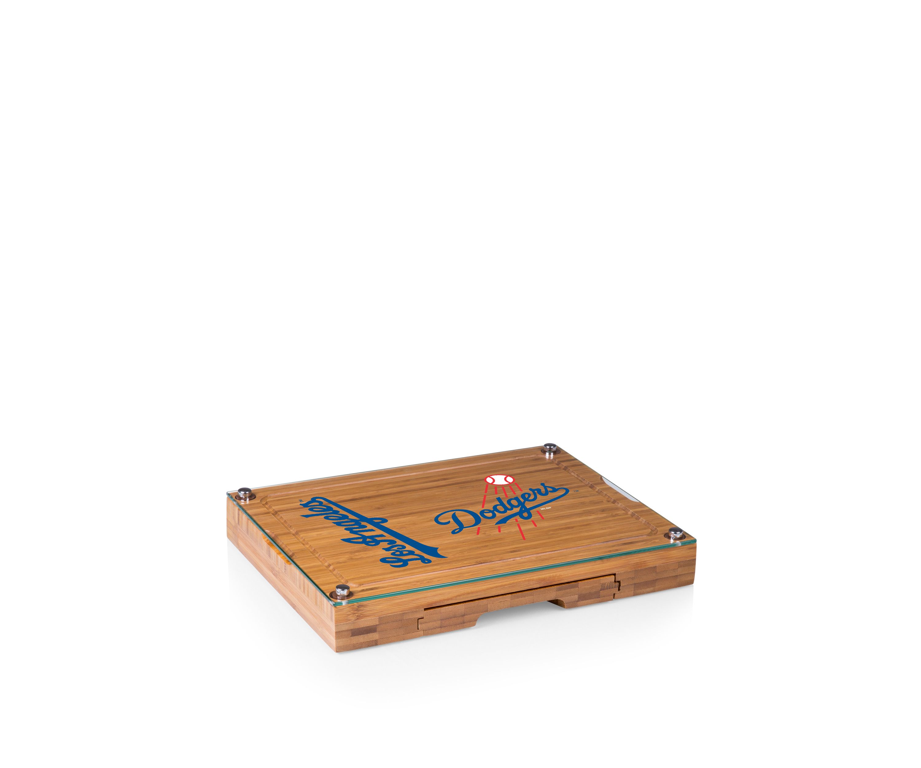 MLB Los Angeles Dodgers Concerto Glass Top Cheese Cutting Board & Tools Set