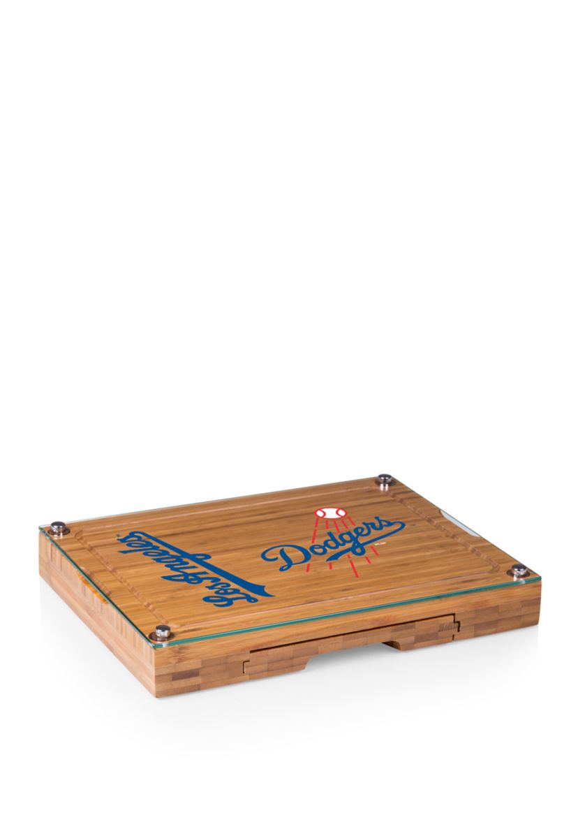 MLB Los Angeles Dodgers Concerto Glass Top Cheese Cutting Board & Tools Set