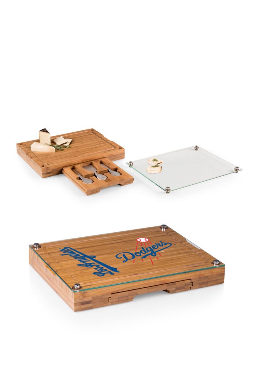 MLB Los Angeles Dodgers Concerto Glass Top Cheese Cutting Board & Tools Set