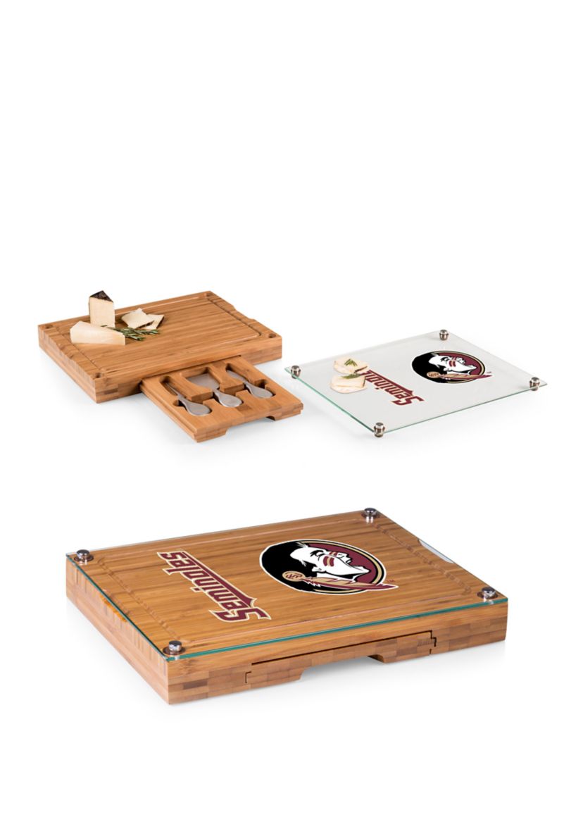 NCAA Florida State Seminoles Concerto Glass Top Cheese Cutting Board & Tools Set