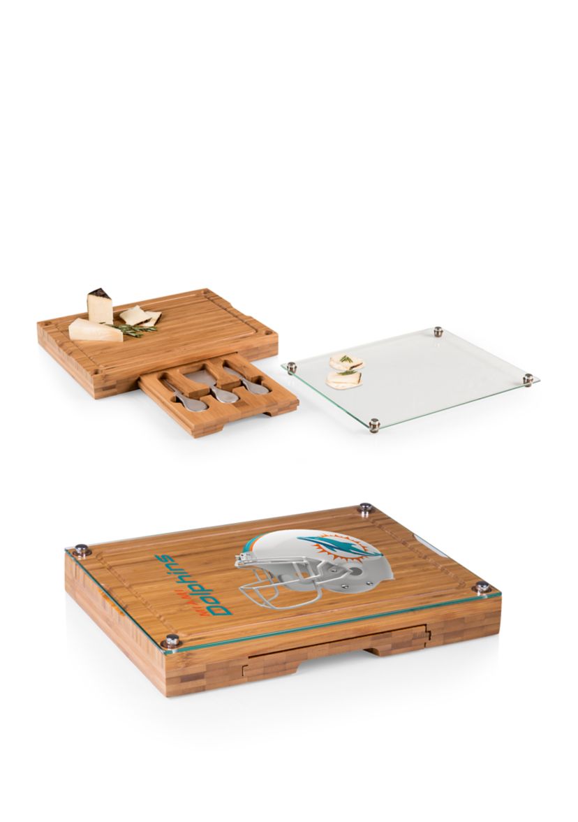 NFL Miami Dolphins Concerto Glass Top Cheese Cutting Board & Tools Set