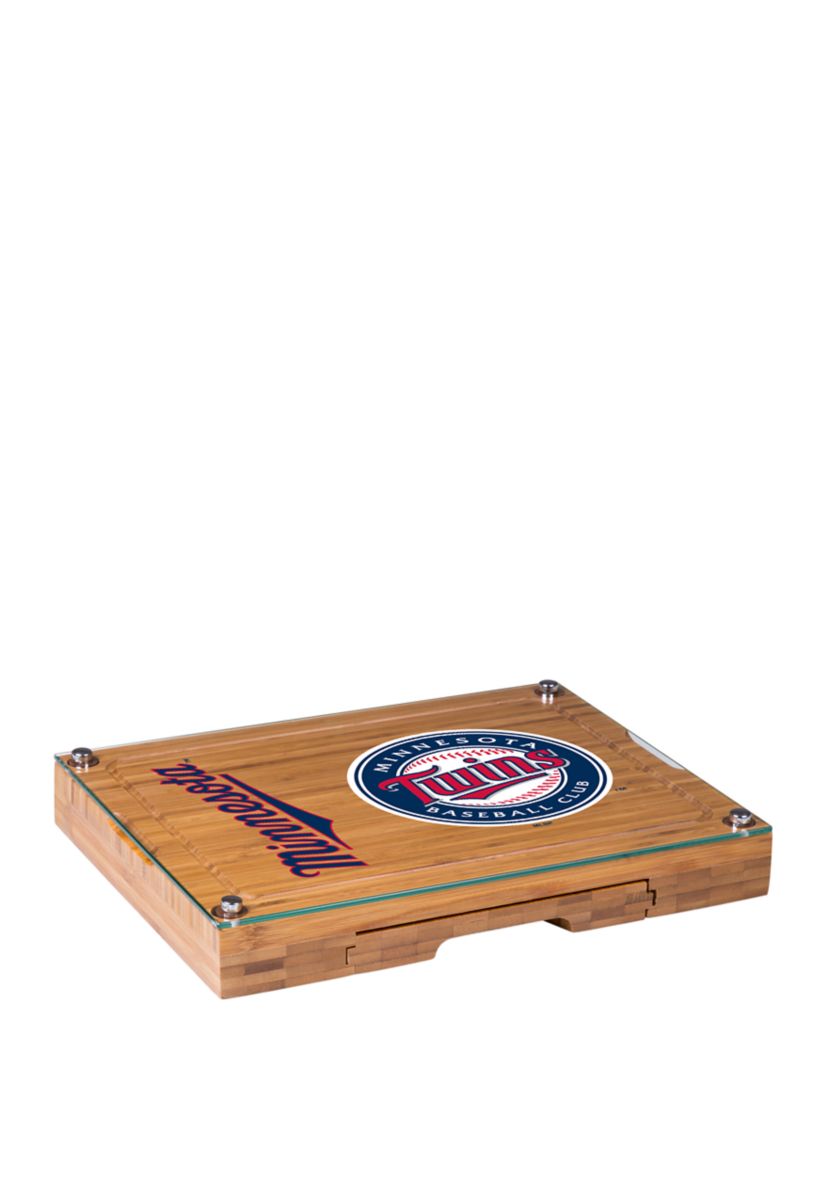 MLB Minnesota Twins Concerto Glass Top Cheese Cutting Board & Tools Set