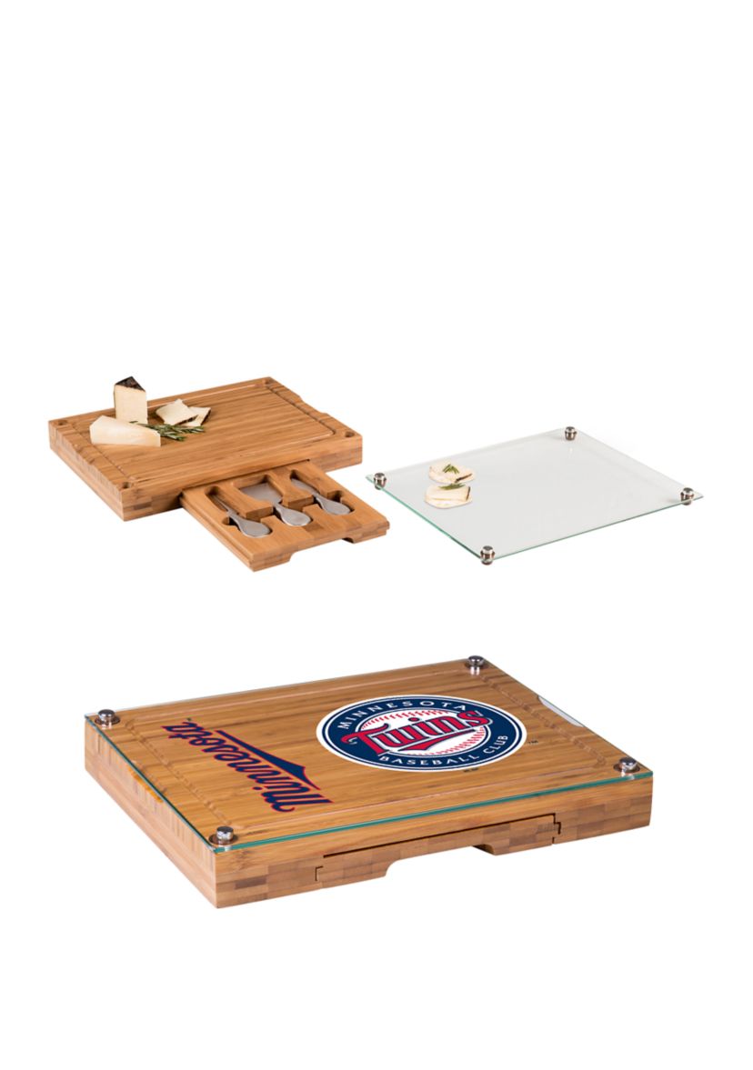 MLB Minnesota Twins Concerto Glass Top Cheese Cutting Board & Tools Set