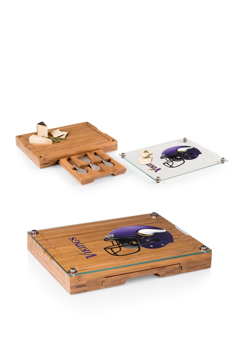 NFL Minnesota Vikings Concerto Glass Top Cheese Cutting Board & Tools Set