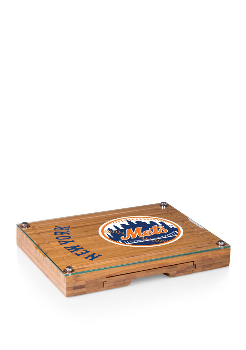 MLB New York Mets Concerto Glass Top Cheese Cutting Board & Tools Set