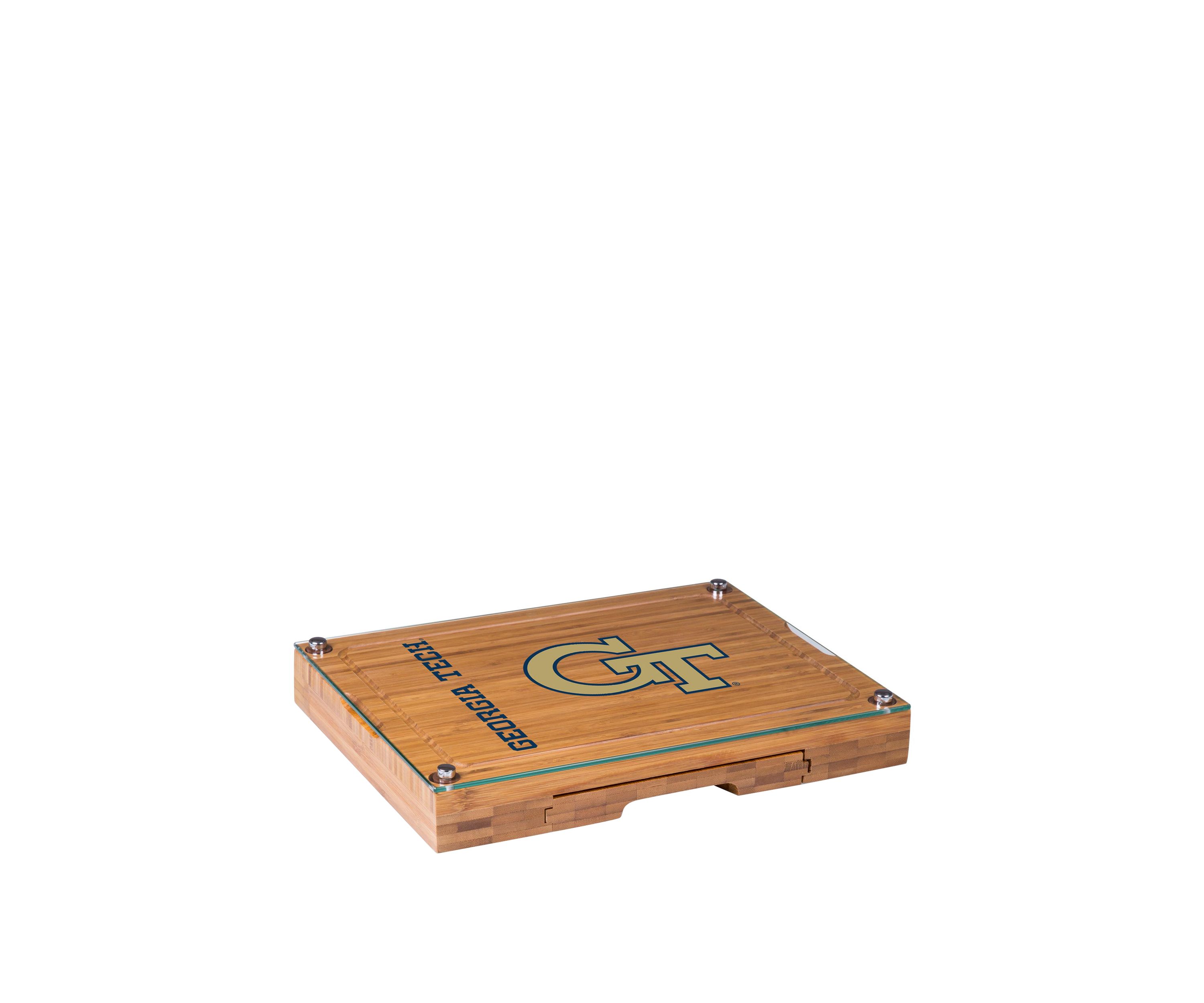 NCAA Georgia Tech Yellow Jackets Concerto Glass Top Cheese Cutting Board & Tools Set