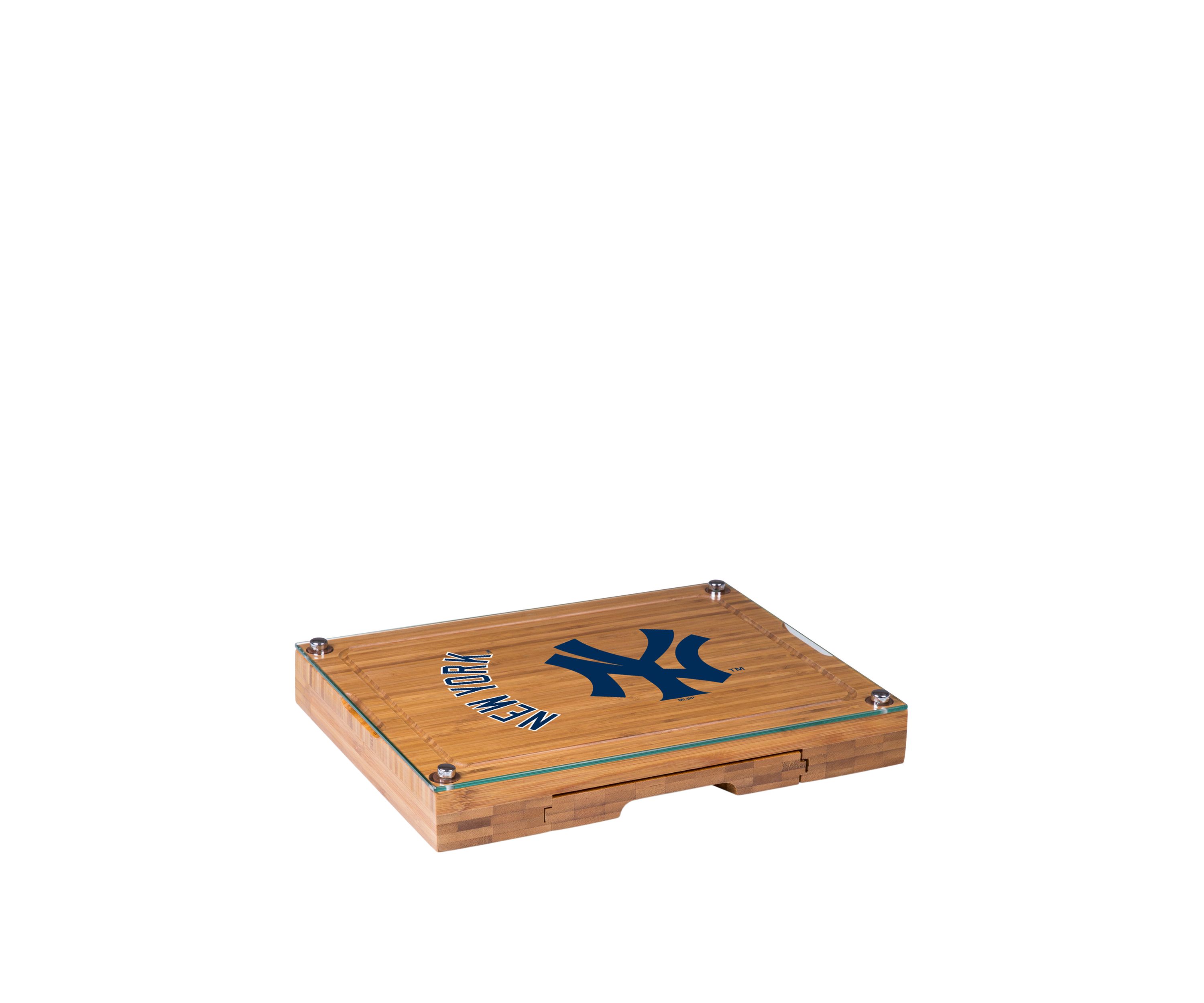 MLB New York Yankees Concerto Glass Top Cheese Cutting Board & Tools Set